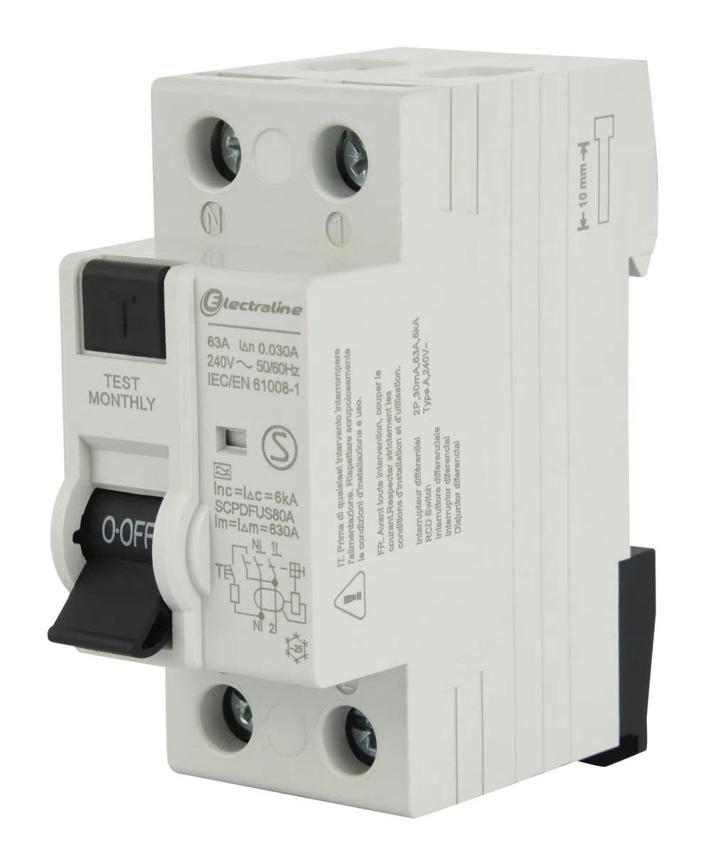 Electraline 87012 Interrupteur différentiel 63A, sensibilité 30mA, type A