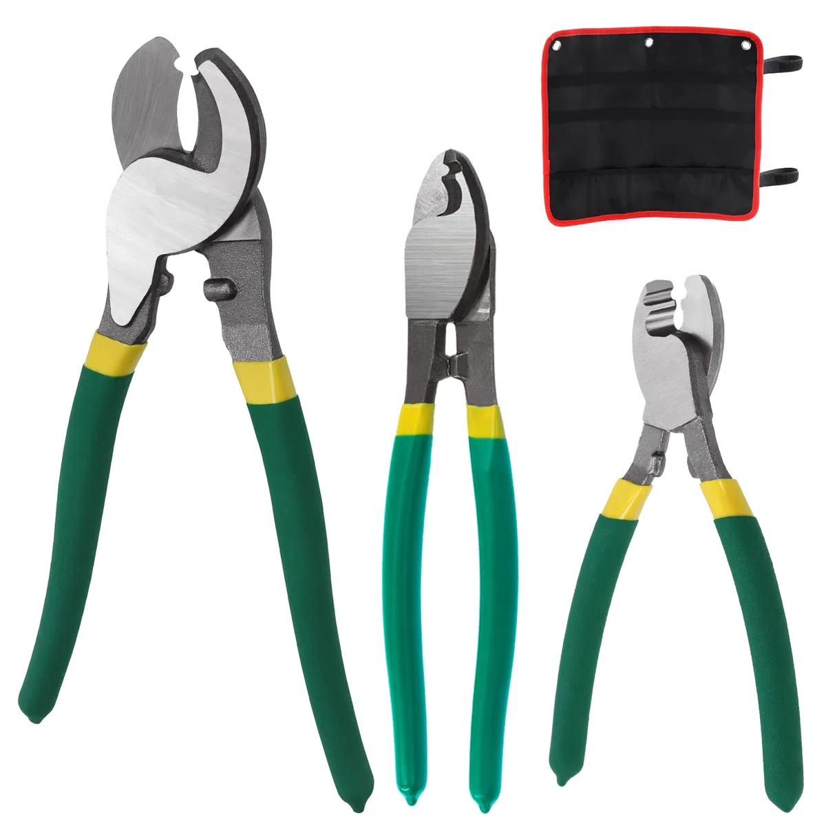 Glarks Lot de 3 coupe-câbles de 15.2 cm, 20.3 cm, 25.4 cm à haut effet de levier,Outil de coupe de câble tranchant avec prise en main confortable pour aluminium, fil audio, câble de frein de vélo