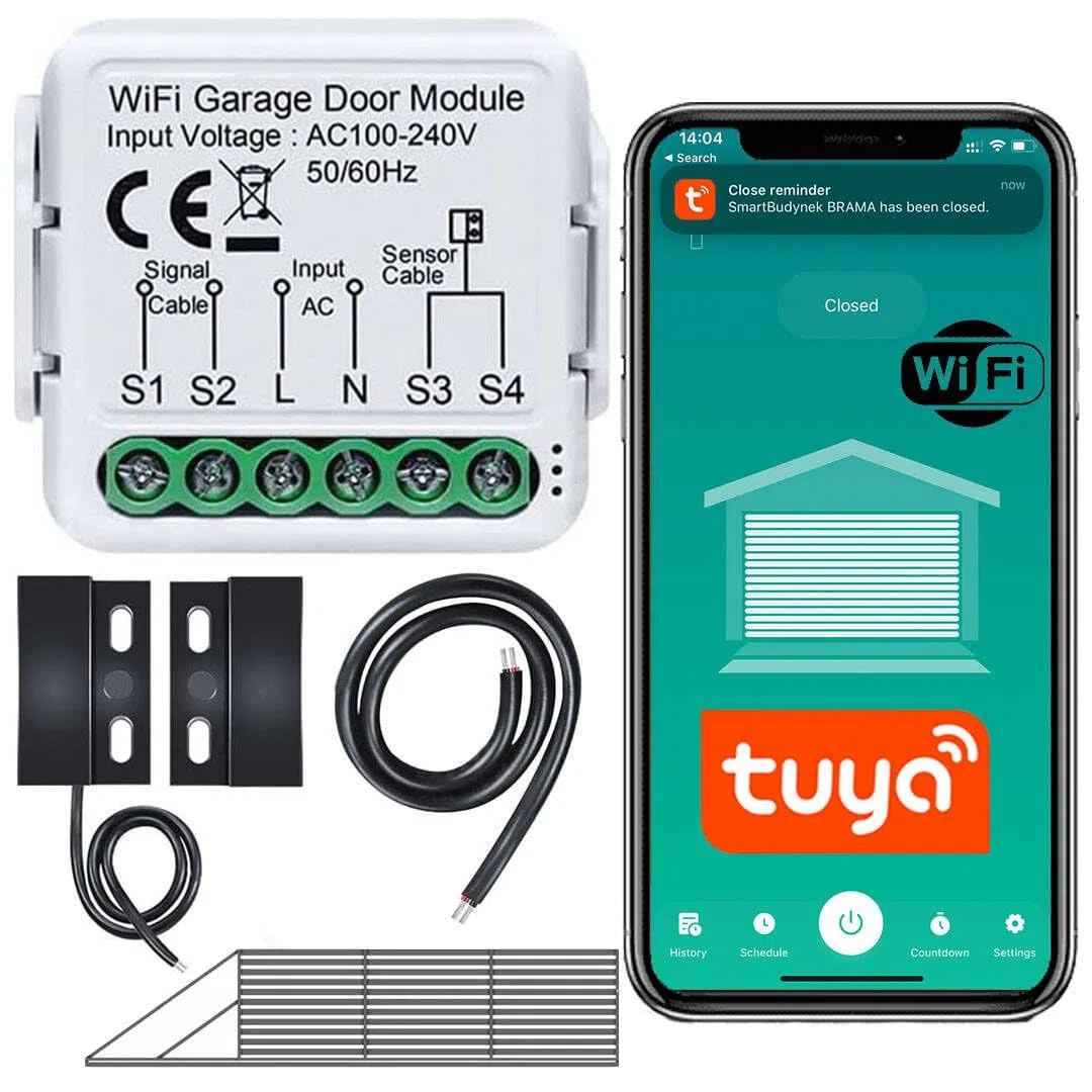 Sone Smart One Ouvre Porte de Garage Connecté WiFi 2.4GHz – Module WiFi Portail Électrique avec Capteur d’Ouverture 480cm – Tuya Smart Life, Alexa, Google Home, Home Assistant – 230V