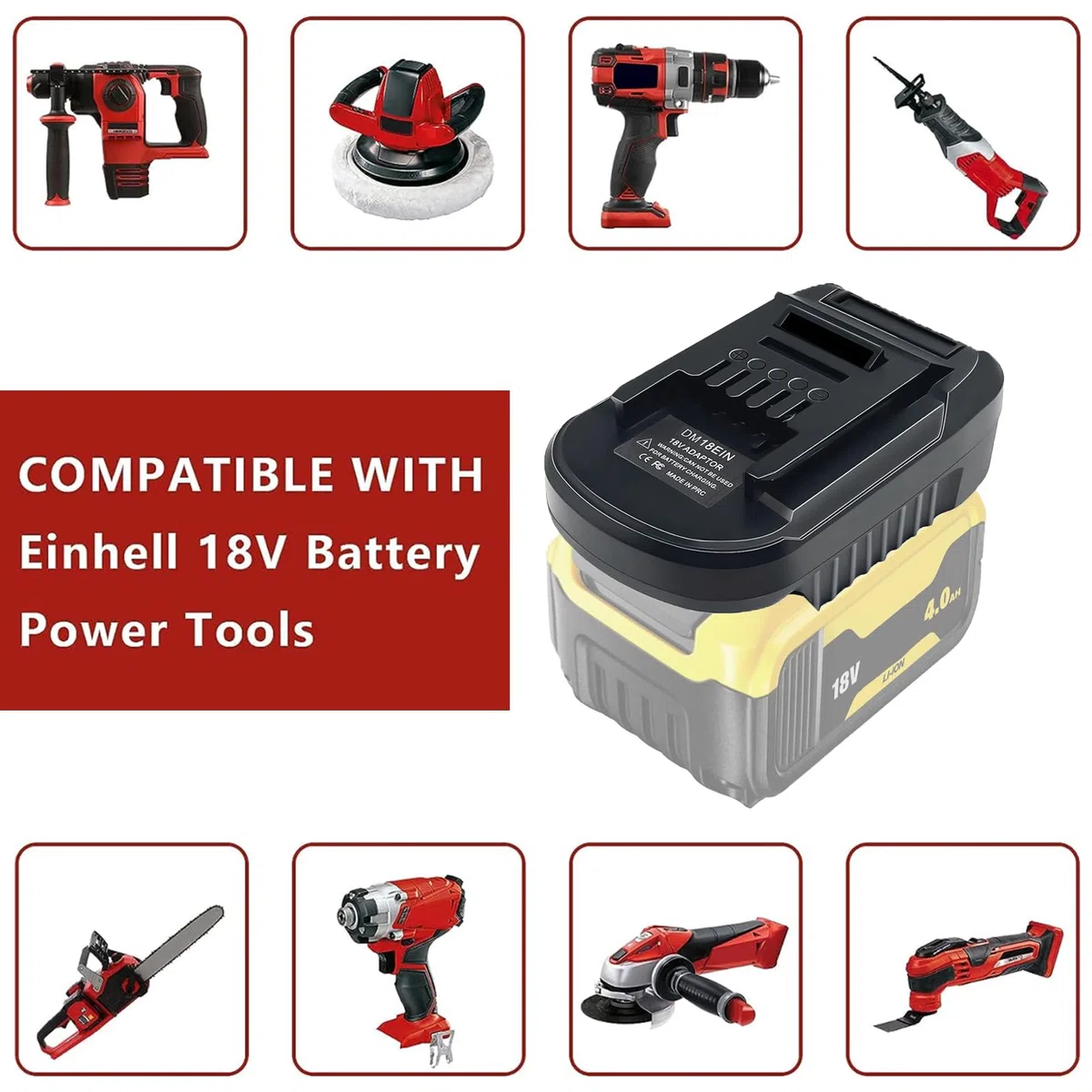 URUN Adaptateur convertisseur de batterie Dewalt pour Milwaukee Convertisseur de batterie vers outil électrique Einhell Adaptateur de batterie pour outils électriques Einhell (adaptateur DM18EIN