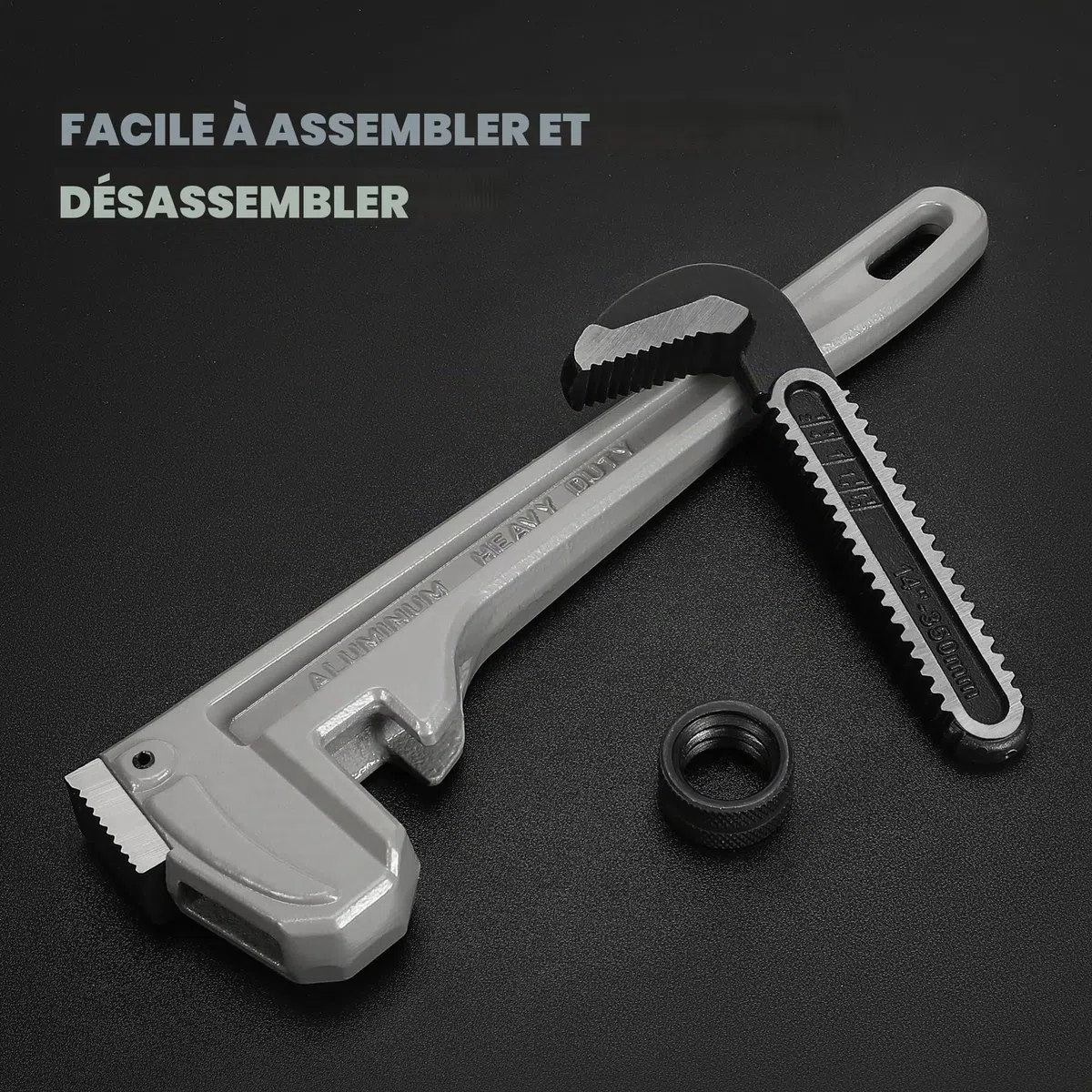 DURATECH Clé Serre-Tubes Droite en Aluminium Robuste 350 mm, Clé à Griffe pour Réparation de Plomberie