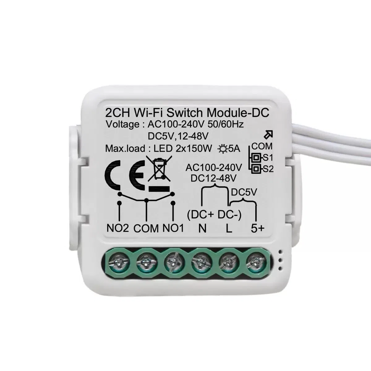 Module de relais WiFi intelligent à 2 canaux DC 5V 24V 32V AC100-240V, compatible avec l'application Tuya Smart Life, module de commutation à contact sec, fonctionne avec Alexa, Google Home