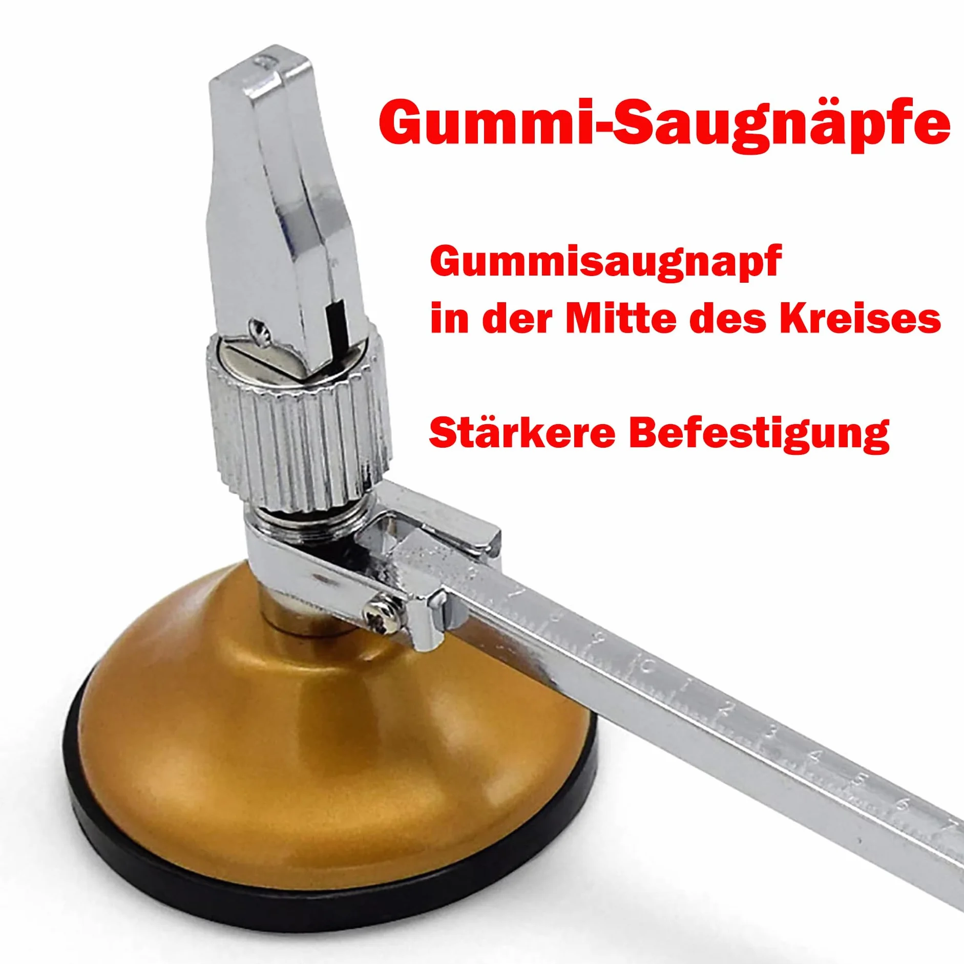 Respicefinem Coupe-cercle pour carreaux de céramique et verre de 40 cm avec base d'aspiration verrouillable Diamètres parfaits 13,5-40 cm Précision Sécurité assurée