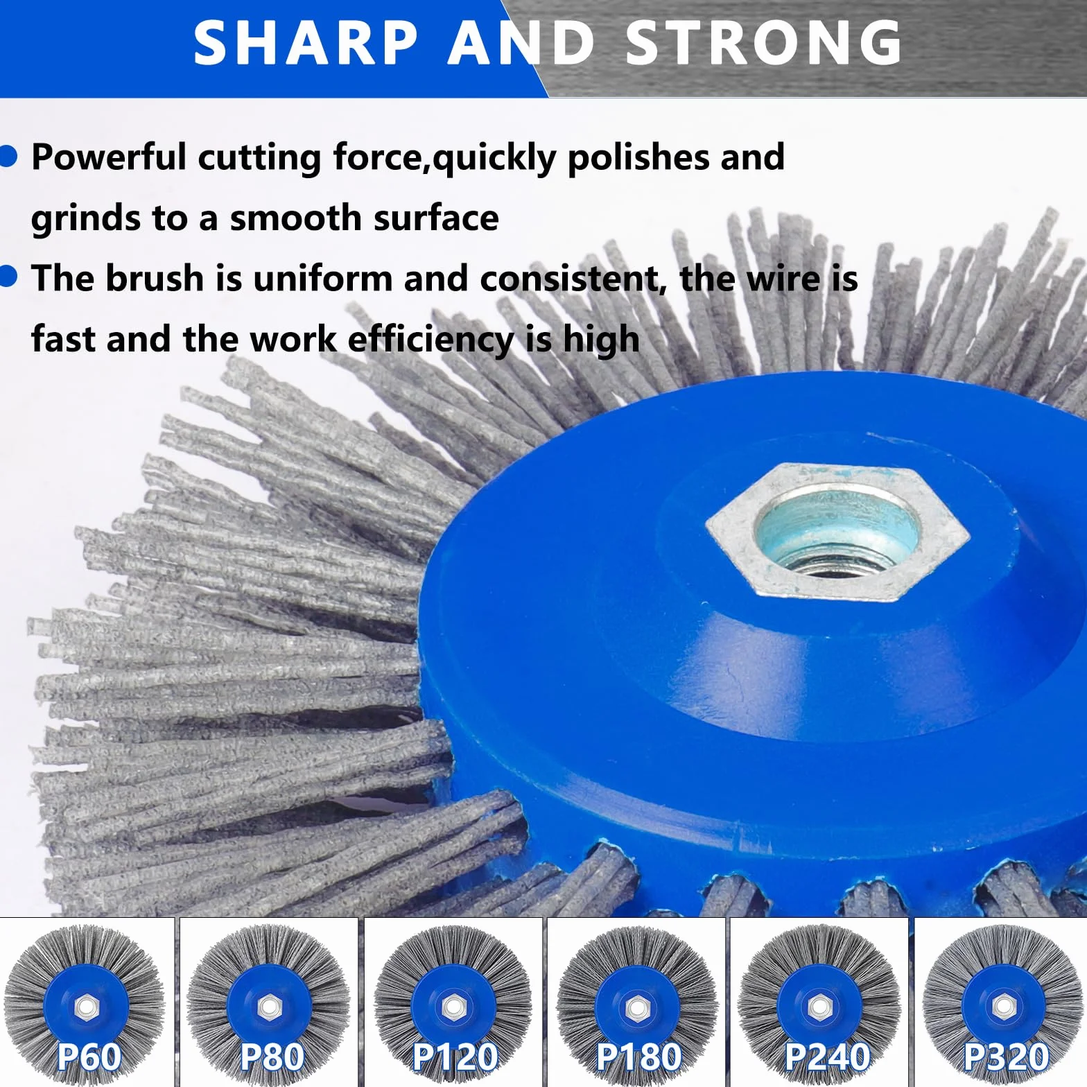 Brosse Abrasive 120 Grains 150mm Brosse En Nylon Brosse Métallique Brosse De Polissage Pour Polisseuse Satinée Brosse à Poils M14