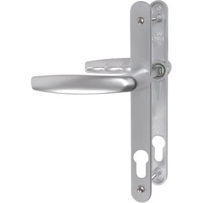 Poignée de porte sur plaque étroit argent - Clé I - Atlanta - Hoppe et cie
