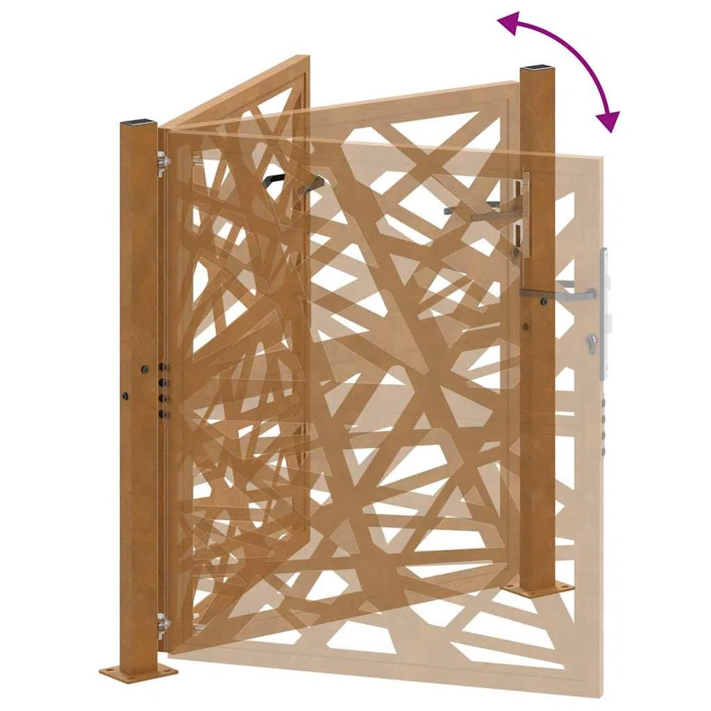 vidaXL Porte de Jardin Acier résistant aux intempéries Design lumière, Porte de clôture, Porte extérieure, Porte en métal, Porte de sécurité