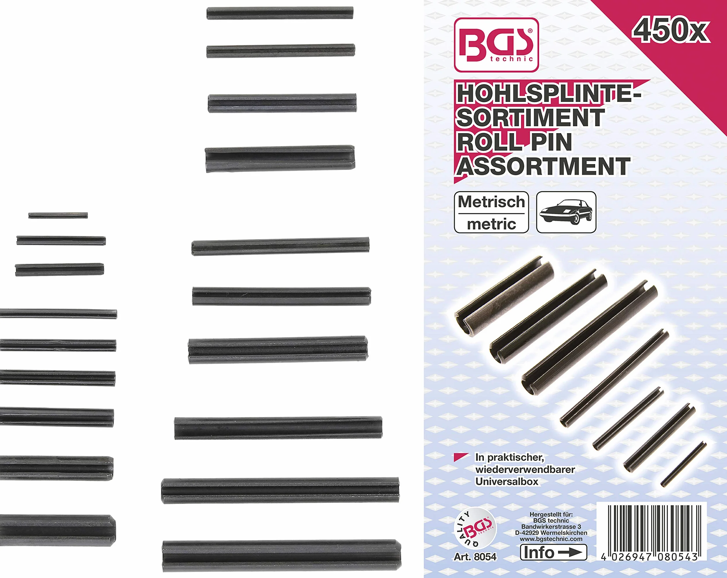 BGS 8054 | Assortiment de goupilles mecanindus | 450 pièces