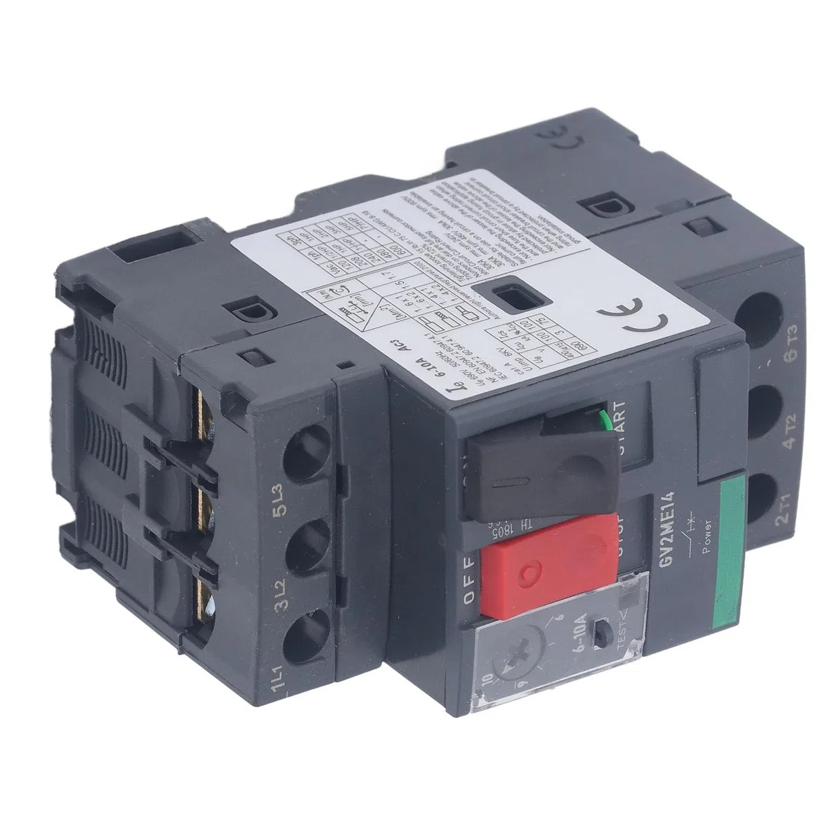 Disjoncteur de Moteur Bouton de Commande Interrupteur de Protection du Moteur Disjoncteur Magnétique Thermique avec Montage sur Rail pour Applications de Moteur (GV2-ME14 6-10A)