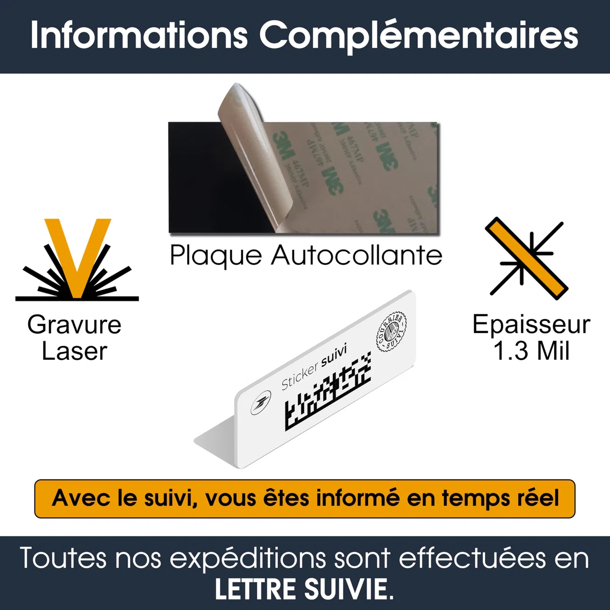 Plaque Boite aux Lettres Personnalisable - 24x10 cm - Numéro de Maison et Adresse - Gravée et Personnalisée - Signalétique Maison, Cabinet, Entreprise, Bureau, Etiquette avec Nom (Bleu)