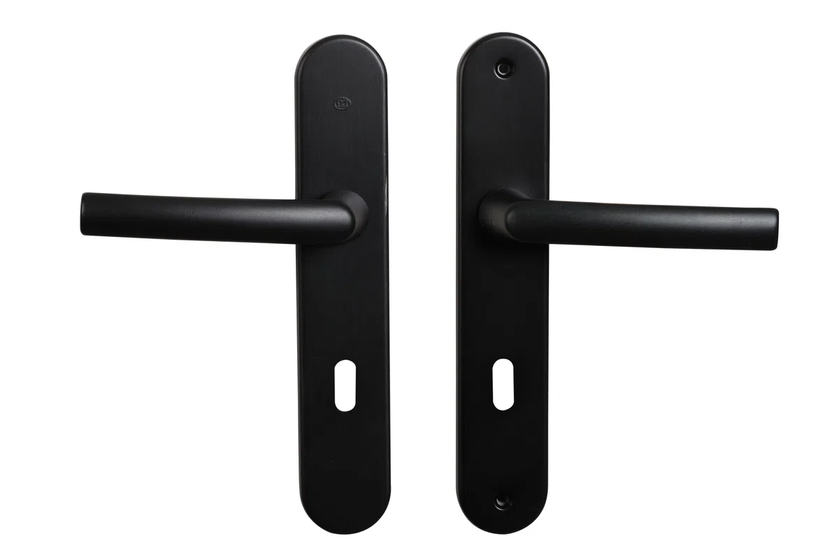Bricard Paire de poignées de porte 7E8080 Osmose 2 Clé L-Noir Mat. Pour Porte Chambre, Porte Intérieure à Clé.