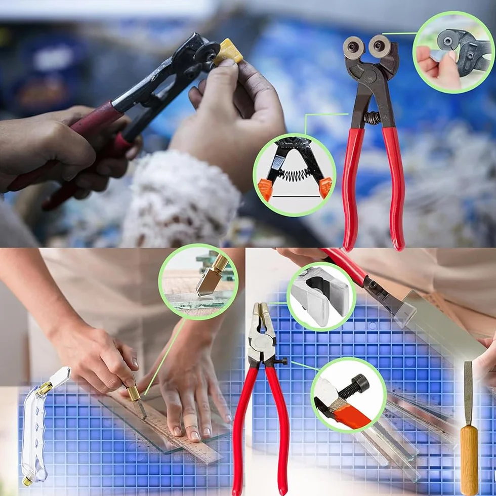 Ponceuse à Verre Portable,220V,65W,4200 tr/min,avec Fonction d'Aspiration Automatique,Protecteur Transparent,2 Têtes Meuleuses Interchangeables et Accessoires de 34 pcs pour Verre et Céramique (Rouge)