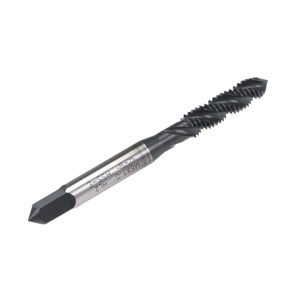 sourcing map Lot de 2 tarauds à goujure hélicoïdale M6 x 1,0, filetage métrique en acier rapide, revêtement nitruré, tige ronde avec extrémité carrée, tolérance H2