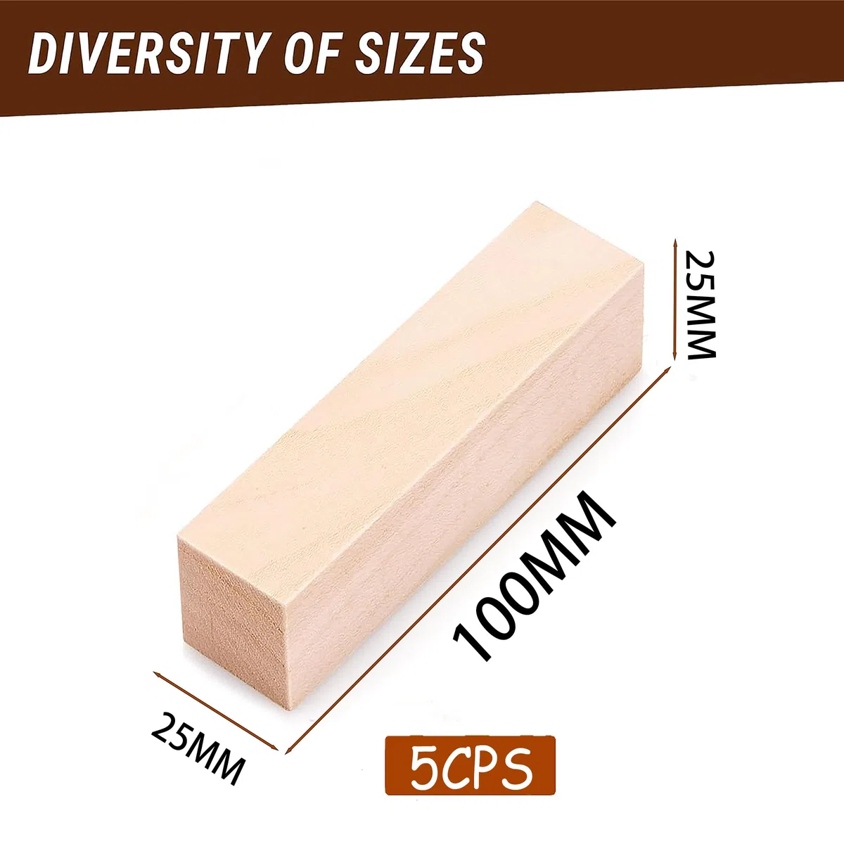 HONGLAND Lot de 6 blocs de bois de balsa 100 x 25 x 25 mm pour loisirs créatifs, modélisme et décoration d'intérieur (100 x 25 x 25 mm)