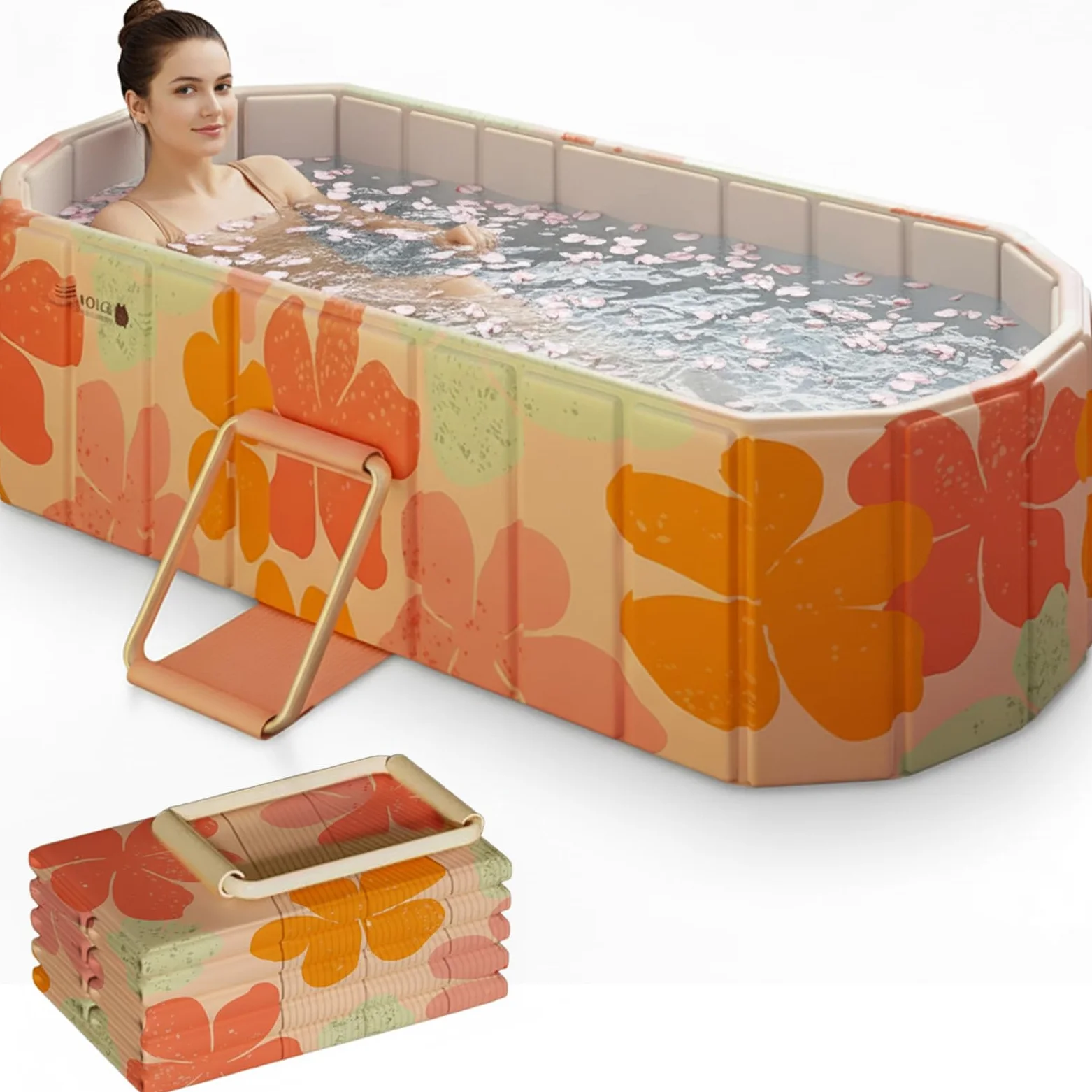 Baignoire portable pour adulte - Baignoire pliable non gonflable pour un confort et une détente ultimes - Baignoire à glace chaude pour l'intérieur ou l'extérieur
