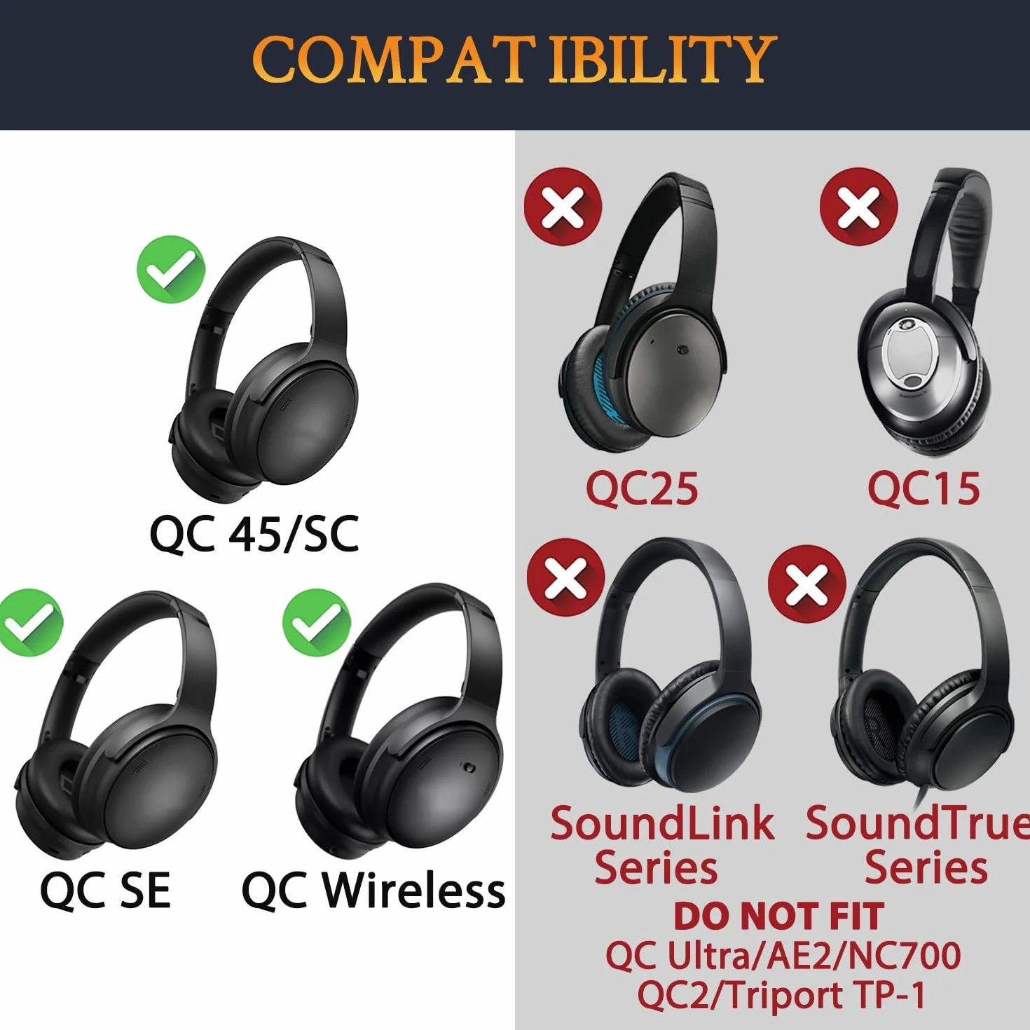 SOULWIT Bandeau de Rechange pour Bose QuietComfort 45 (QC45)/QuietComfort SE (QC SE)/New Quiet Comfort Wireless Casque,Remplacement Headband Accessoires