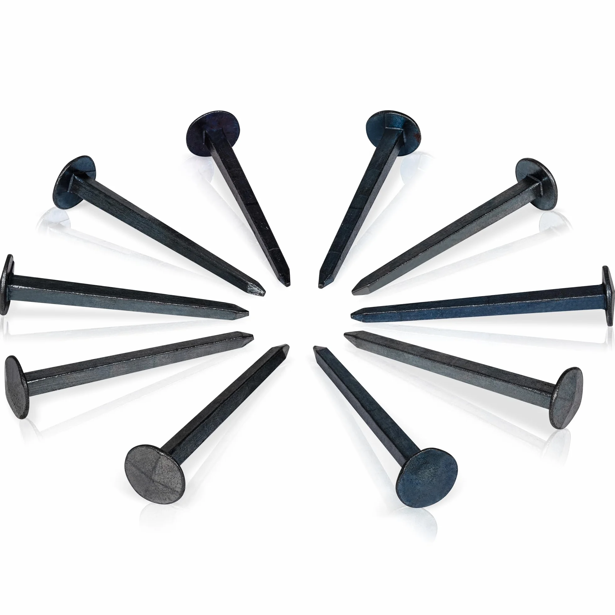 Lot de 10 clous d'ancrage, 60 mm de long, forgés, aspect vieilli, surface bleu-noir