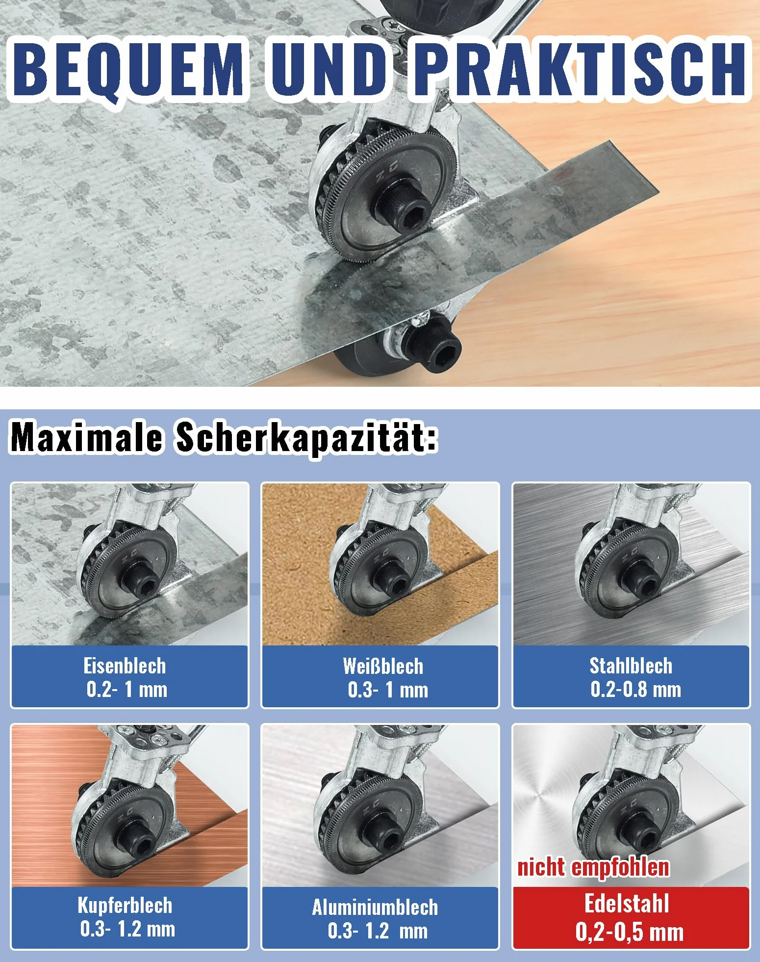 Grignoteuse à Tôle Électrique - Cisaille à Métal pour Perceuse - Accessoire de Coupe Métallique Universel Outil de Découpe pour Tôle Fine et Moyenne