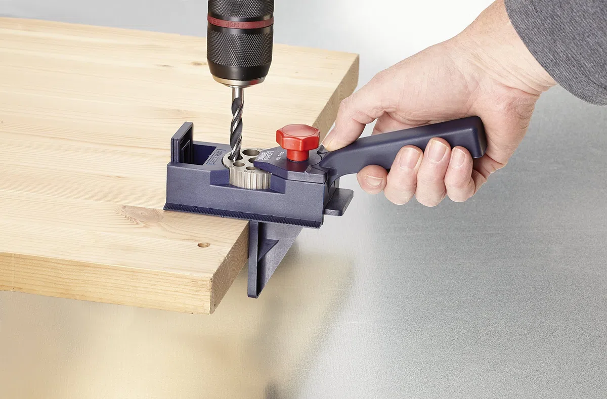 kwb Professionnel des chevilles - gabarit de perçage universel avec tailles de trous réglables, pour chevilles en bois, antidérapant, Ø44267mm
