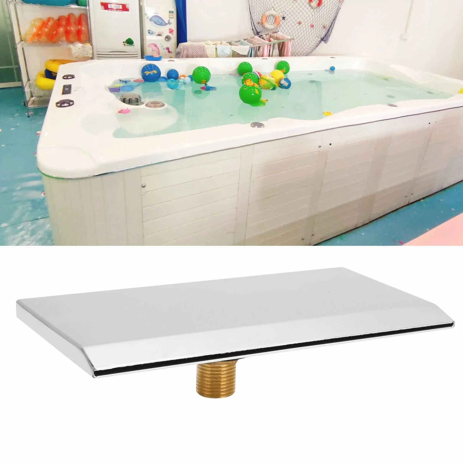 Bec de Baignoire Cascade, Externe Bassin Cascade Cascade Fontaine de Piscine en Acier Inoxydable, Bec de Baignoire Mural Robinet de Buse pour SPA, Piscine