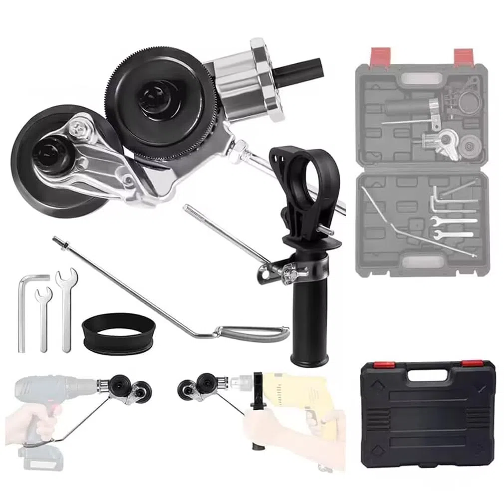 Perceuse électrique cisailleuse + valise, perceuse électrique, grignoteuse en métal avec adaptateur, coupe-tôle universelle pour couper le métal, le fer, la tôle blanche, etc