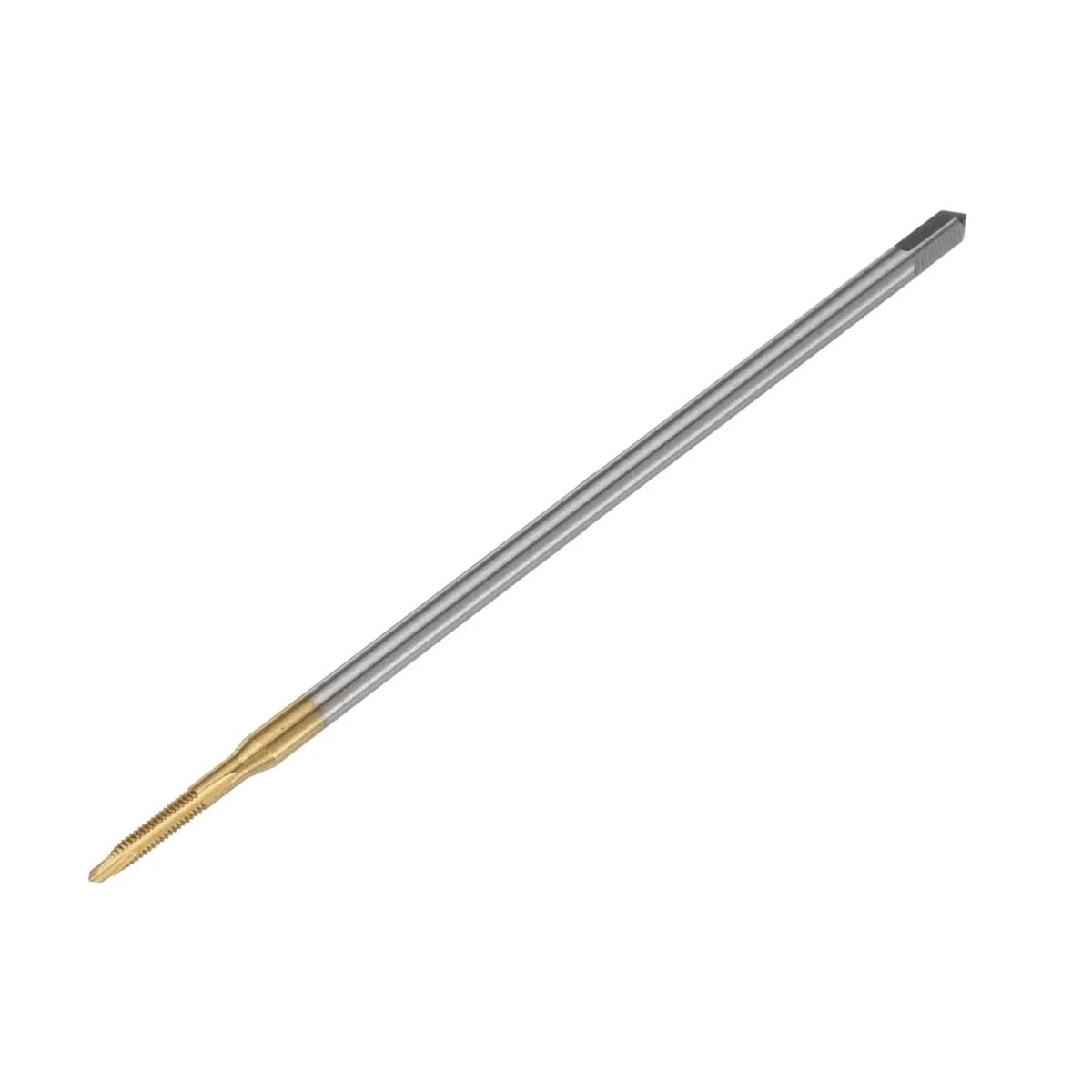 sourcing map Taraud à filetage métrique M2 x 0,4 H2 à pointe hélicoïdale, 90 mm, outil de taraudage extra long, outil de taraudage en acier 6542 avec revêtement en titane