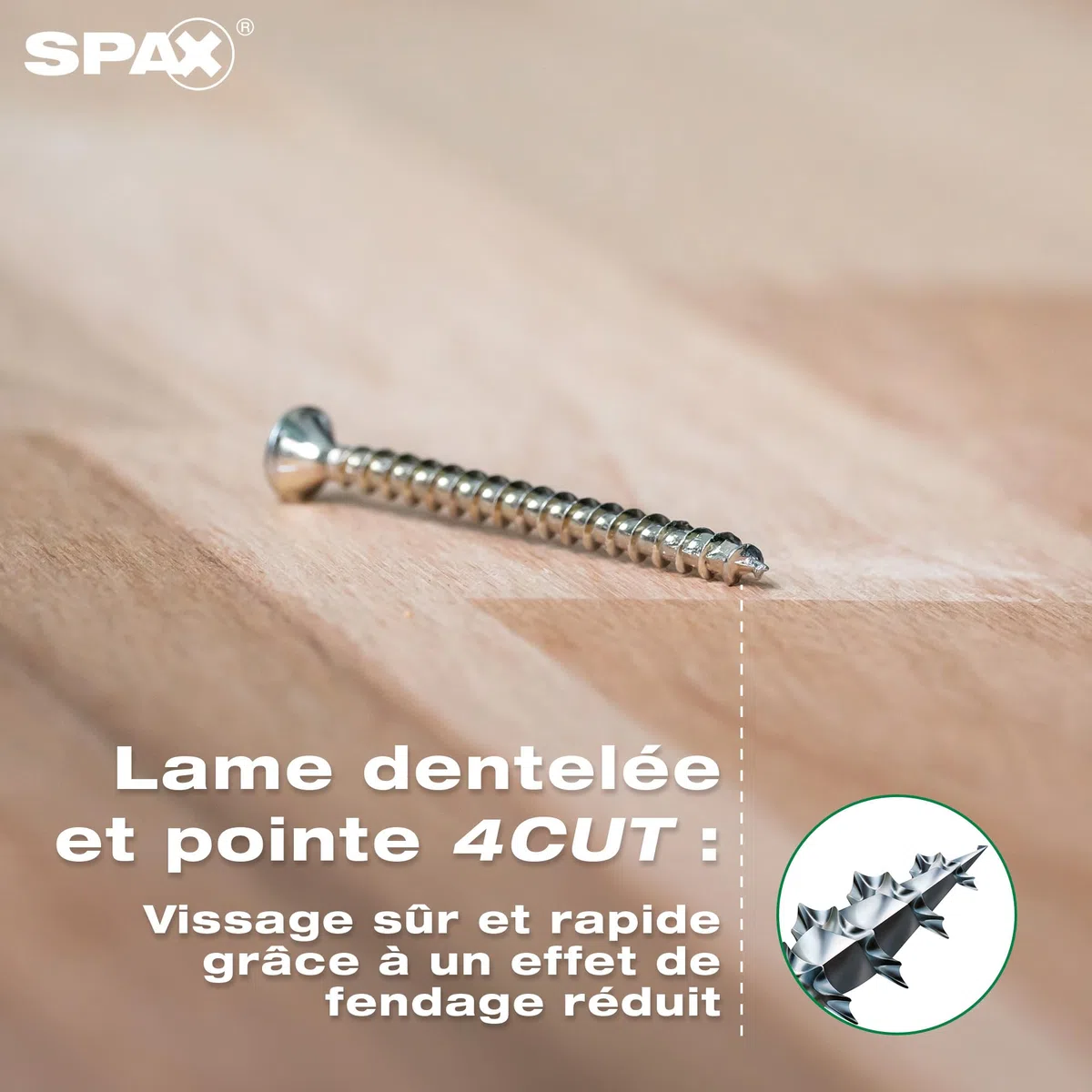 SPAX Vis universelle 4 x 40 mm, 360 pièces - Vis à bois, filetage total, tête fraisée, T-STAR Plus T20, pointe 4CUT, revêtement WIROX - 8000000277153