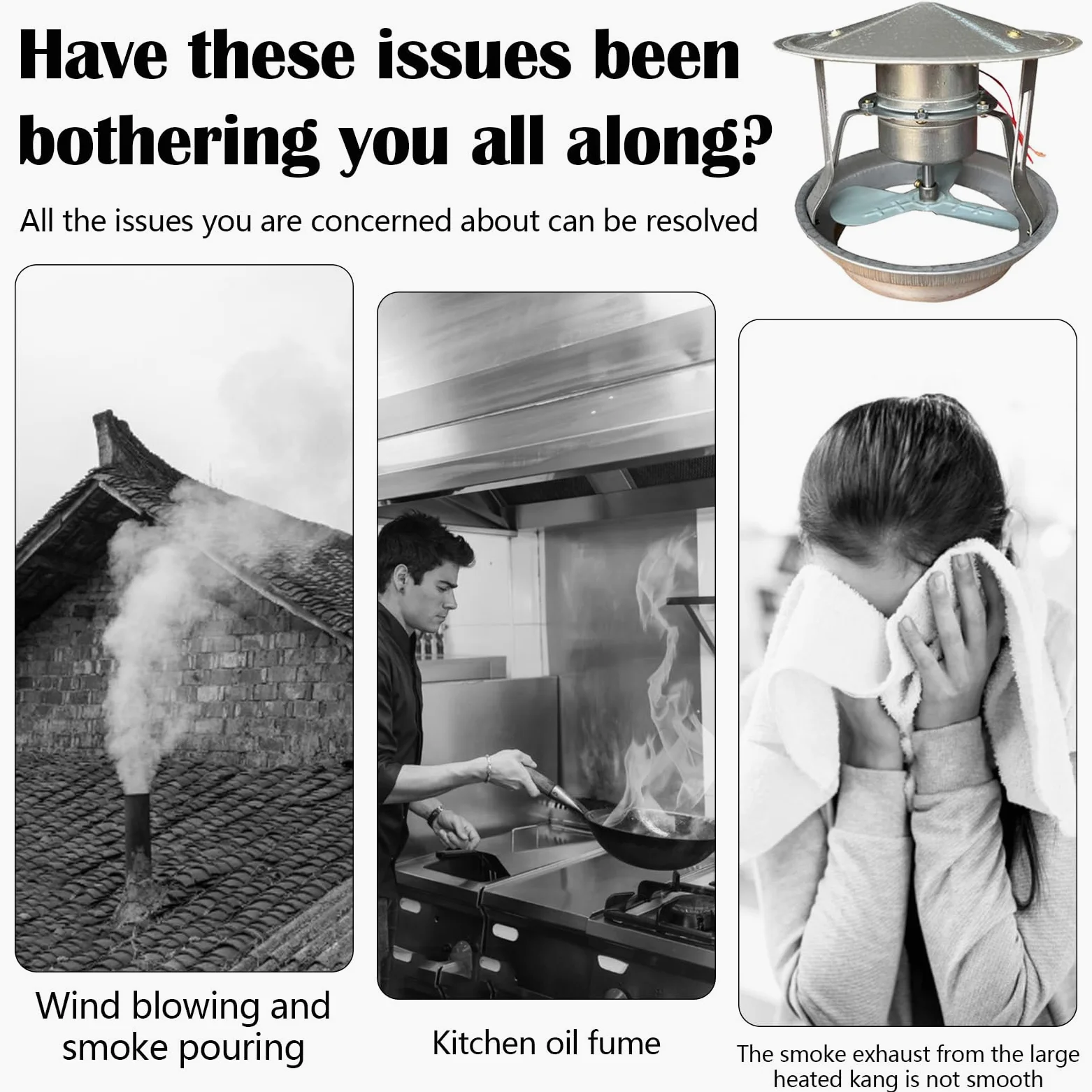 Ventilateur Évacuation des Fumées, Chapeau de Cheminée de Cheminée 40W Ventilateur de Cheminee 12,5-17cm Ventilateur Aspiration Silencieux pour Machine à Fumée pour Cheminee