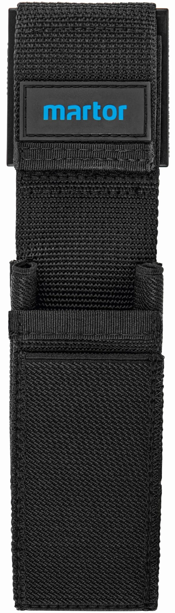 MARTOR étui de Ceinture S pour Cutter, Poche avec 4 Compartiments pour Couteau de sécurité/Stylo/Ciseaux, avec Clip & Fermeture Velcro, Nylon, Noir