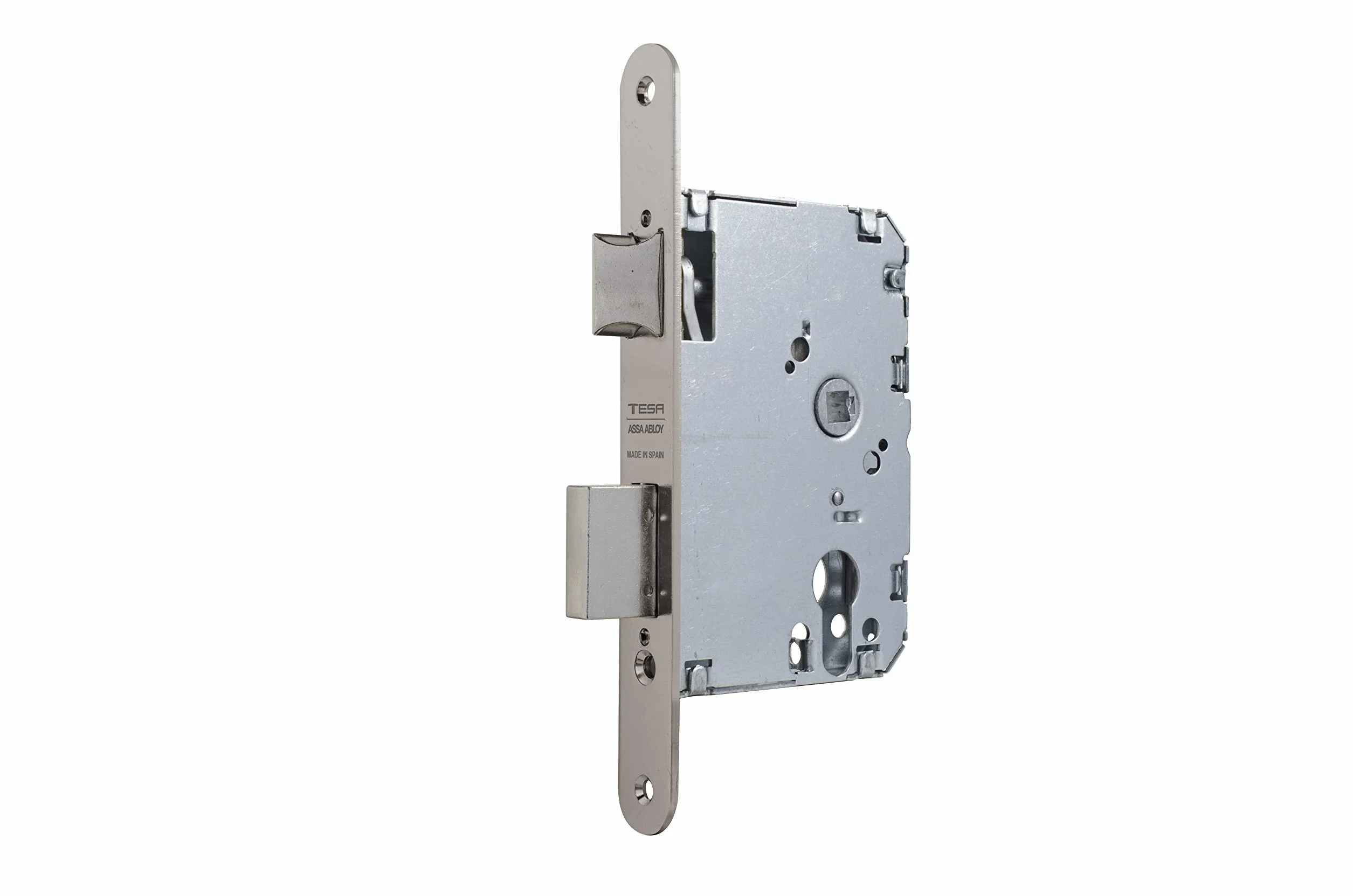 TESA 40106PRHN Serrure à encastrer pour portes bois, axe 60 mm, finition nickelée, têtière carrée