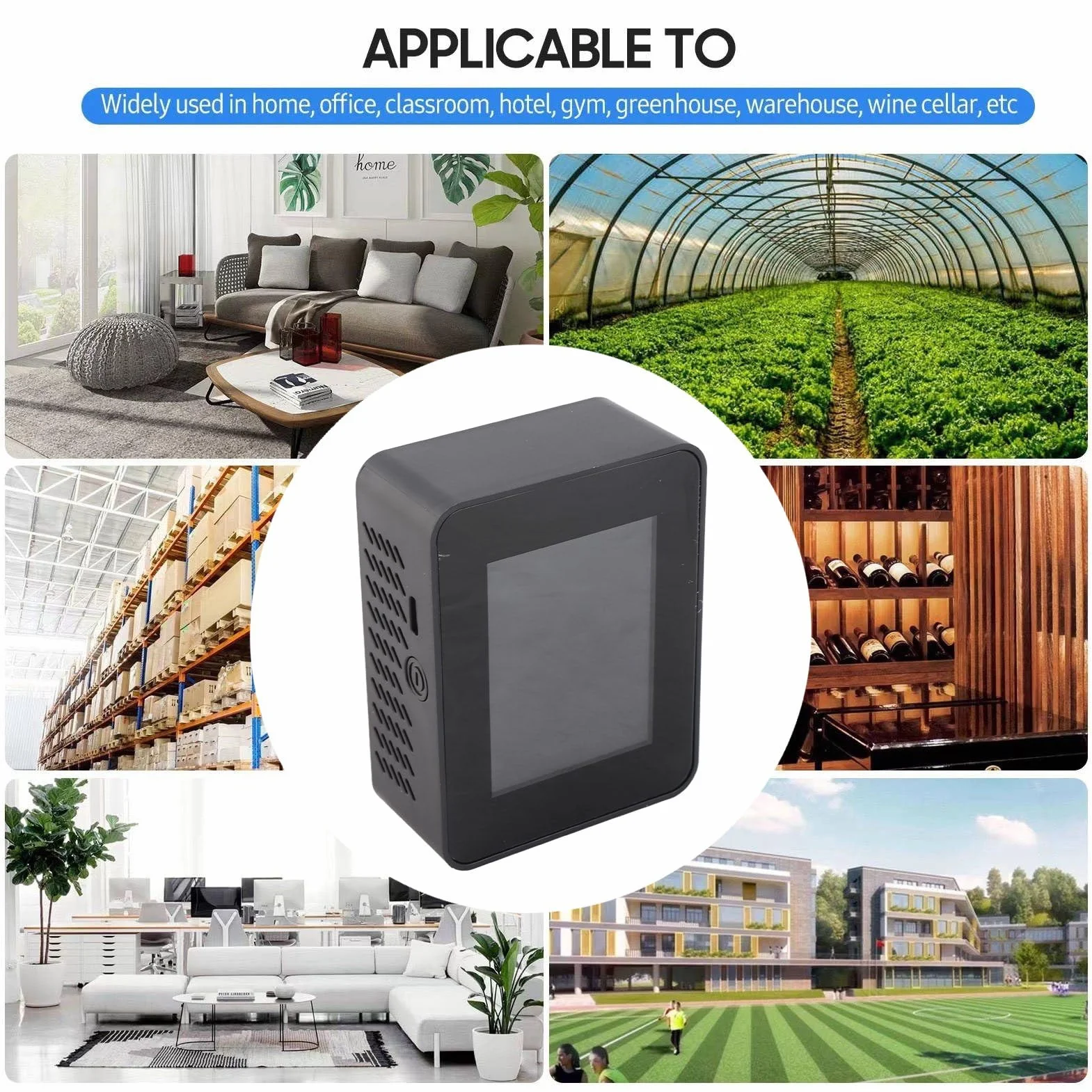 Moniteur de Qualité de l'Air Intérieur - Détecteur de CO2/TVOC/HCHO en Temps Réel avec Affichage LCD Précis - Testeur d'Humidité et Température - Portable pour Maison, Bureau, Serre (Écran Réglable)