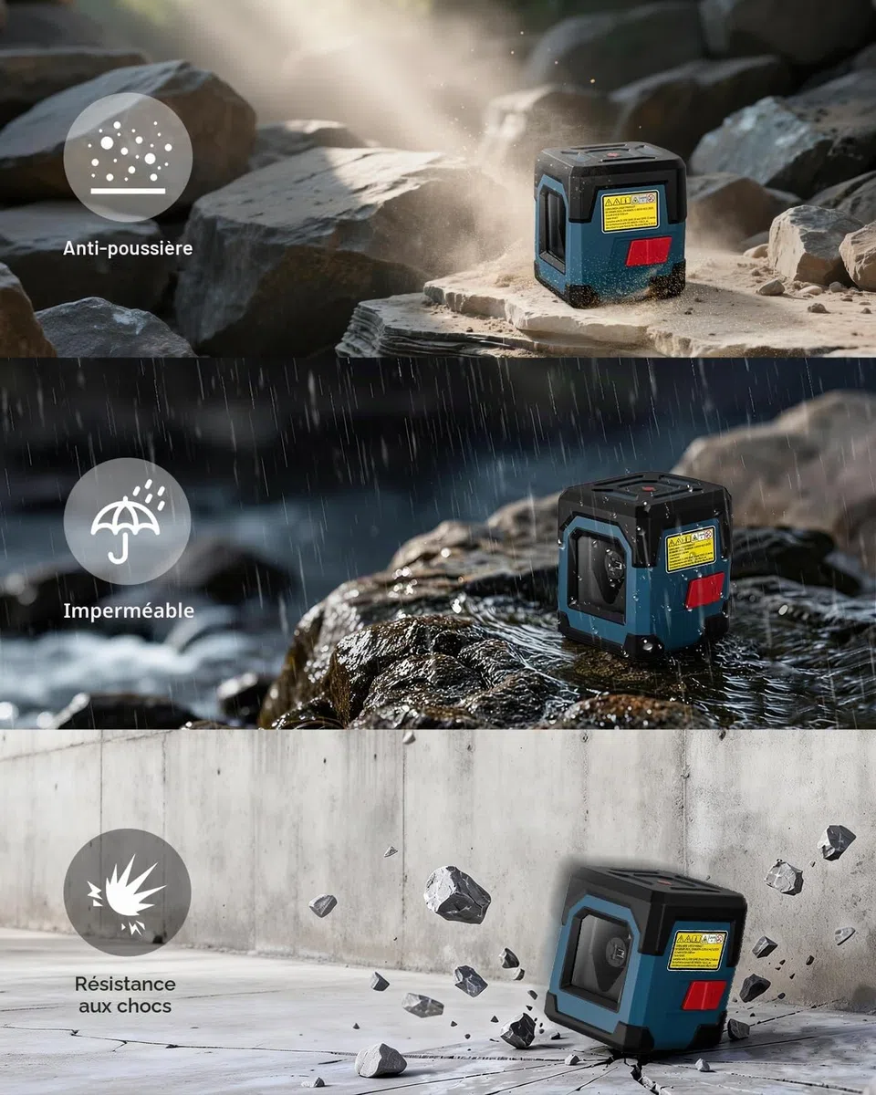 Niveau Laser Vert, RockSeed Cross Line Laser avec Auto-nivellement, Lignes Verticales et Horizontales, Rotatif à 360 Degrés, Pochette de Transport, Batterie Incluse