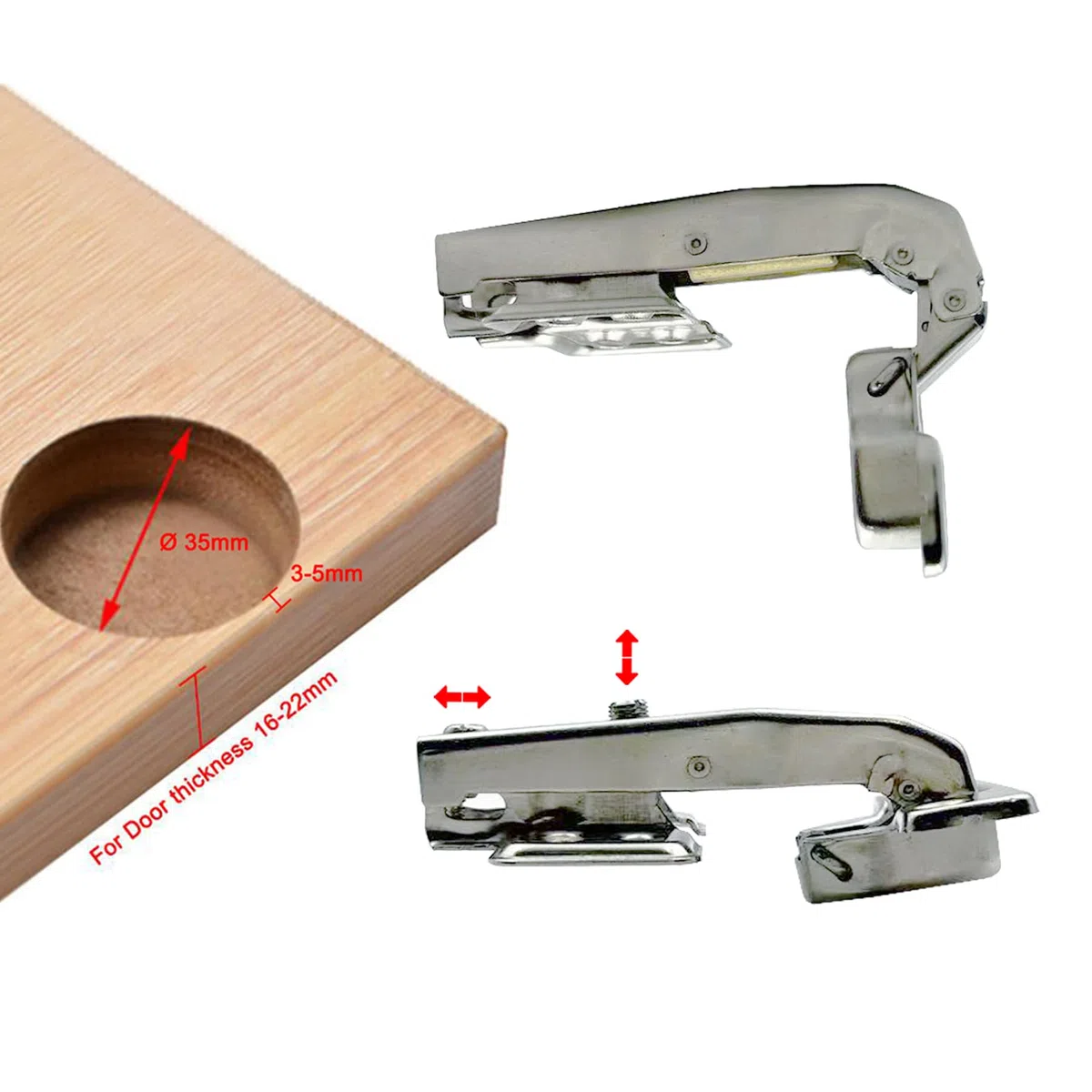 LIKERAINY 95 Degré Crampons Charnière avec Amortisseur pour Porte Charnières à Fermeture Douce pour Portes Placard Meuble Cuisine Lot de 8