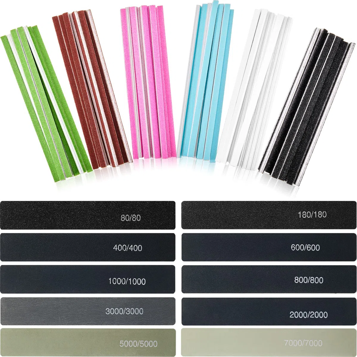 70 Bâtons de Ponçage Bâtons de Polissage Brindille de Ponçage Fin Bâtons de Ponçage Abrasifs Codés pour Modèles en Plastique Outils de Ponçage du Bois en Métal Assortis