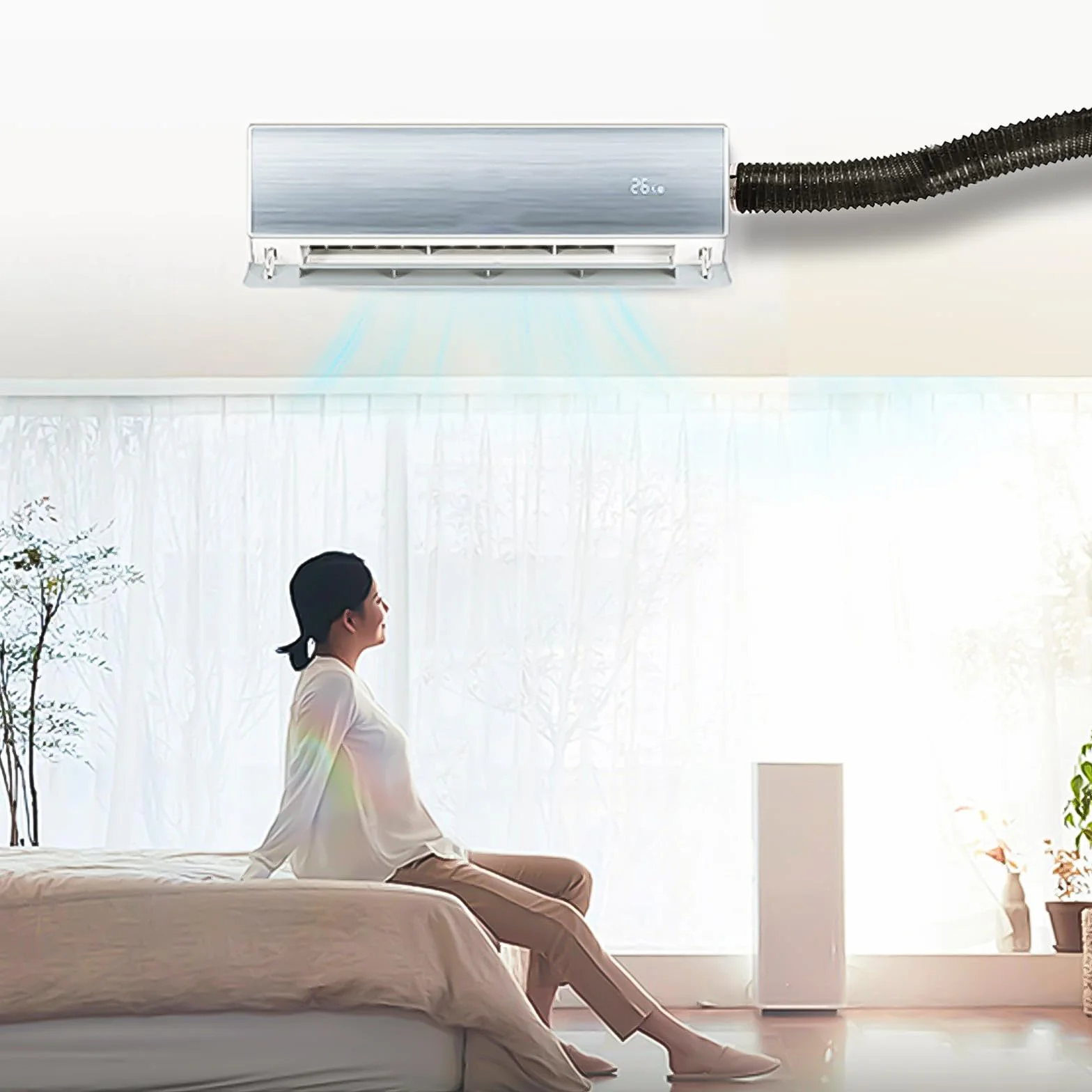 Tuyau d'évacuation 125 mm Longueur 6 m Noir Gaine Ventilation en Aluminium Tuyau D'évacuation D'air avec 2 Colliers de Serrage en Acier pour Climatisation Déshumidificateur Extracteur
