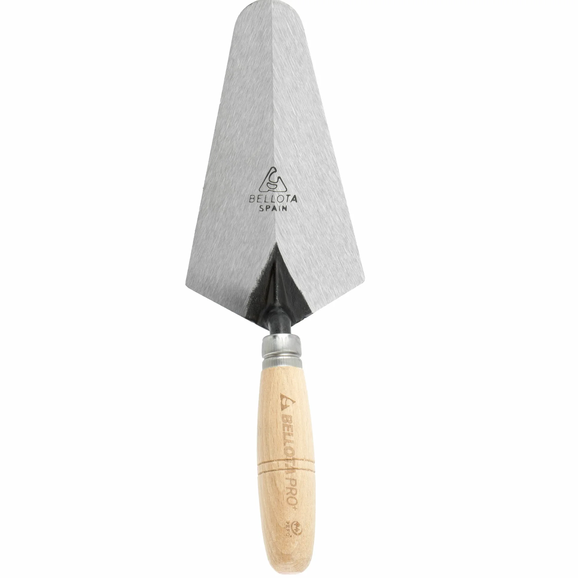 Bellota 5842-H - Truelle Forgée Madrilène avec Manche en Bois de Hêtre pour Travaux de Maçonnerie et de Carrelage, Dimensions 105 x 103 x 318 mm