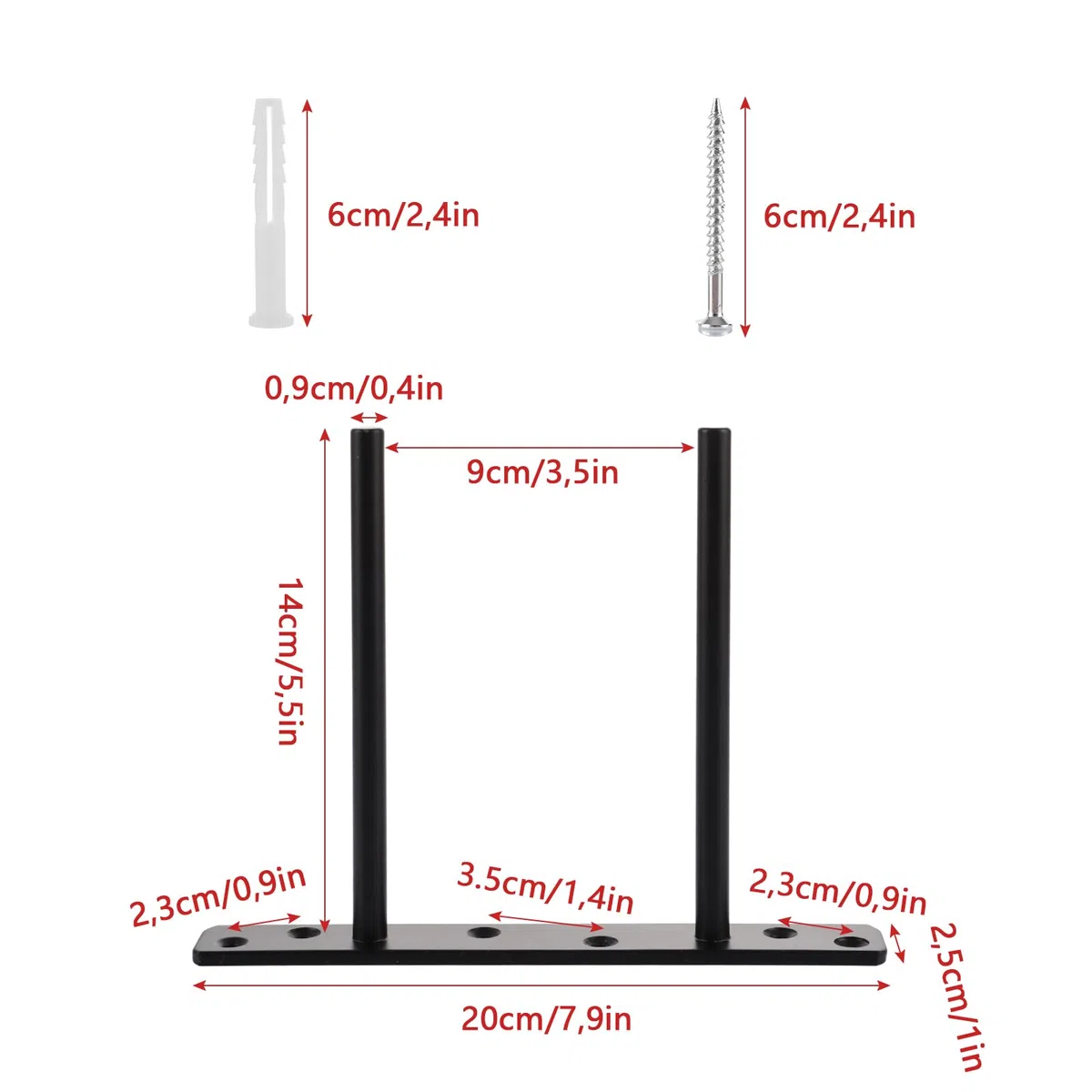 YOUNTHYE Support Etagere Invisible 4 PCS 200x145MM Double Tube Noir Fixation Robuste pour Etagere Murale avec 24 Vis 60MM