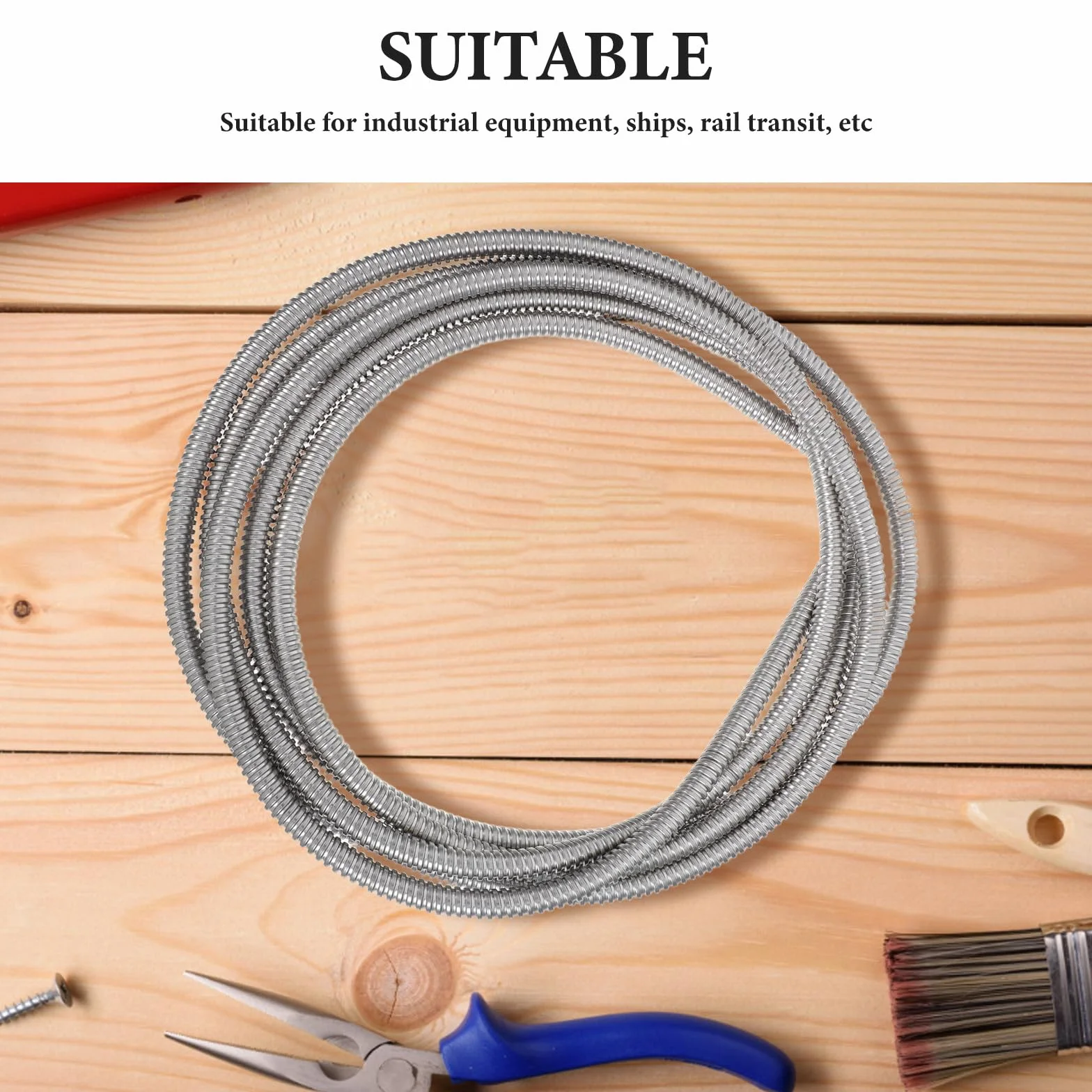 Gatuida Gaine ÉLectrique Flexible en Acier Inoxydable 304 Tube De Protection De CâBles RéSistant Et Flexible 118.11In Gestion SéCuriséE pour CâBles Industriels Et Domestiques
