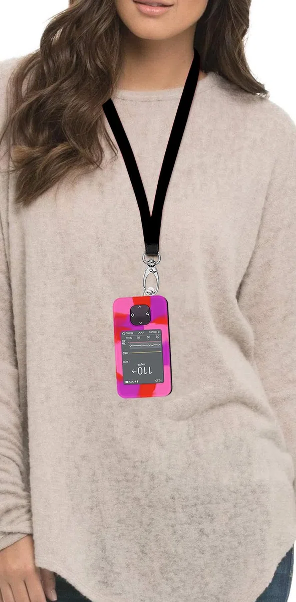 SNK Coque en silicone pour récepteurs Dexcom G7 et G6 avec cordon de serrage, cordon patch et protecteur d'écran Violet pailleté