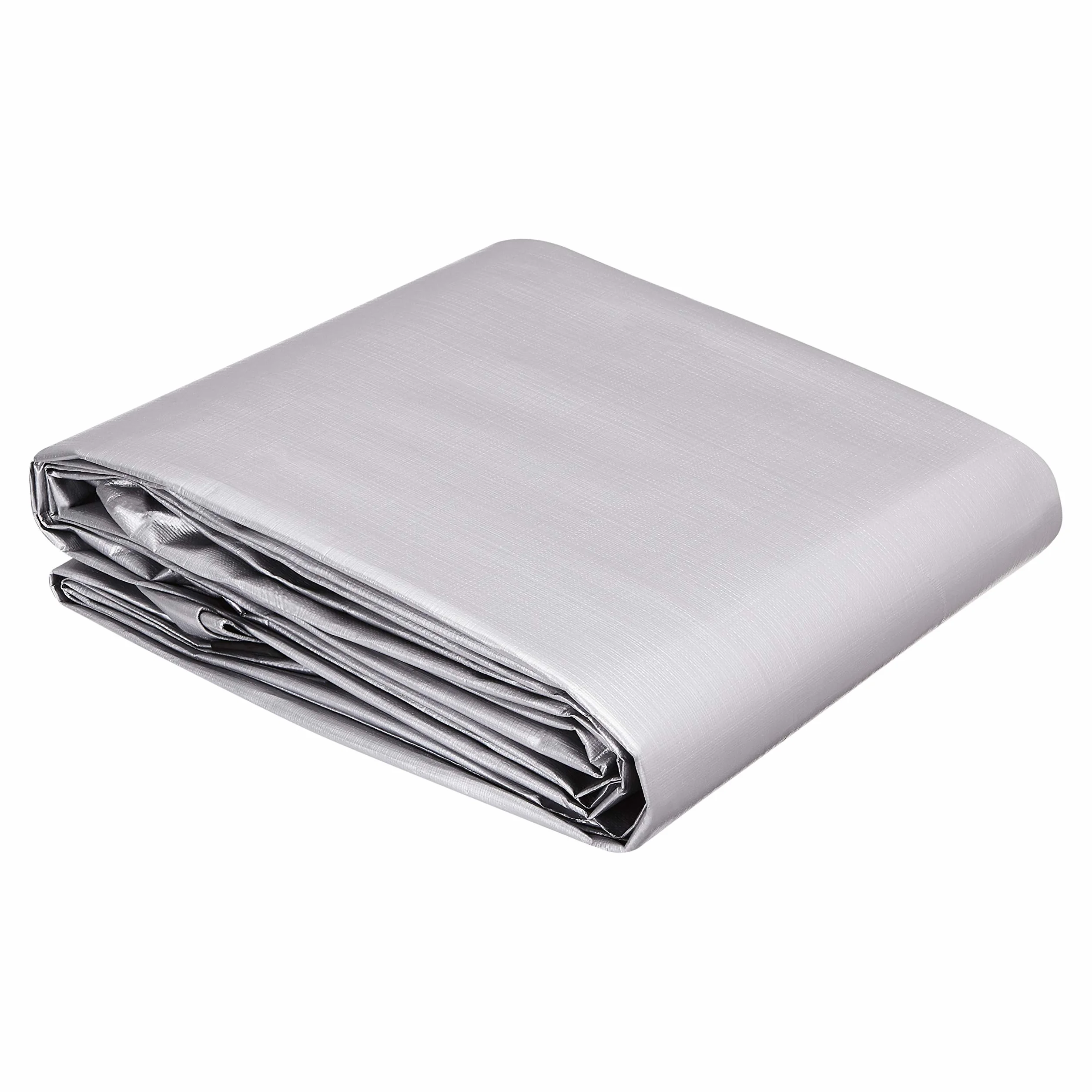 Amazon Basics Imperméable Bâche multi-usage en polyéthylène, 3,6 x 6 m, épaisseur 16 MIL, 6kg, Argenté/Noir, Lot de 1