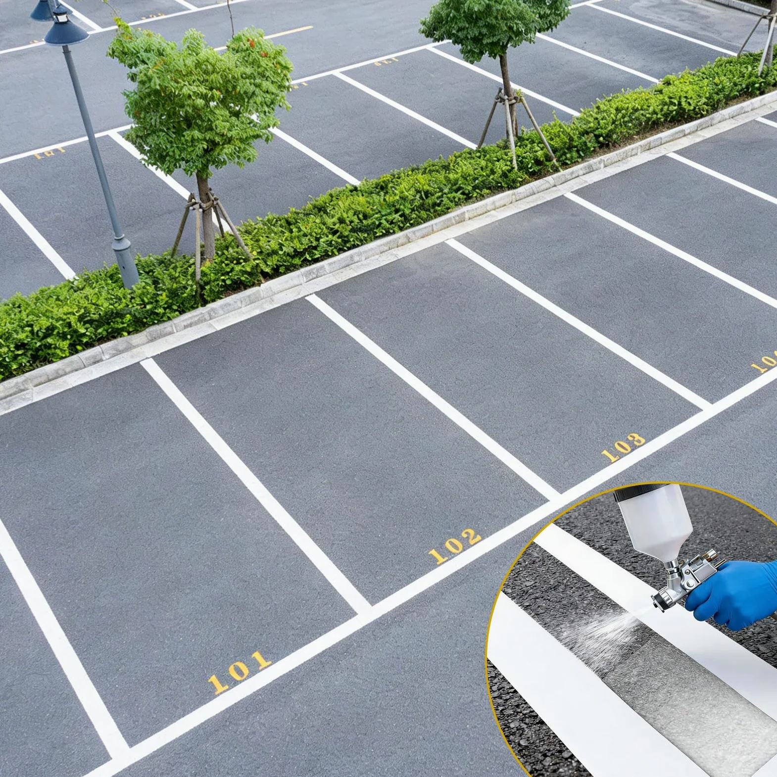 Modèle de place de stationnement, 4 x 88 pouces de lignes de stationnement, Modèle de fil pliable réutilisable, Marquage de place de stationnement de peinture de béton asphalté