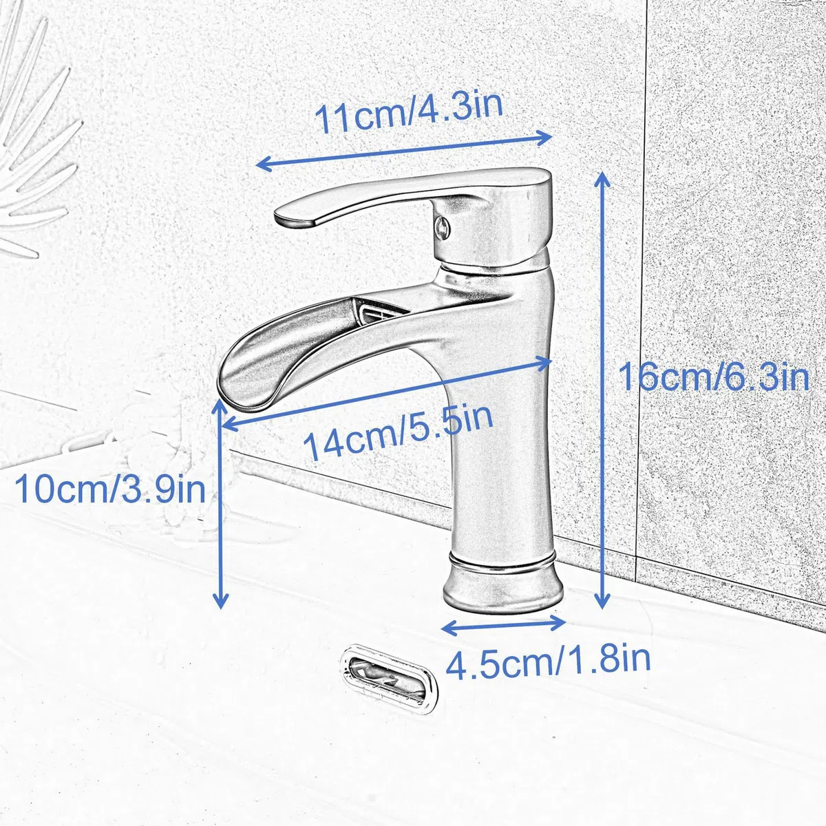 SHUNLI Robinet Salle de Bain Chromé, Mitigeur de Lavabo Cascade, Robinet Lavabo Design Elégant Robinetterie en Laiton (Chromé)