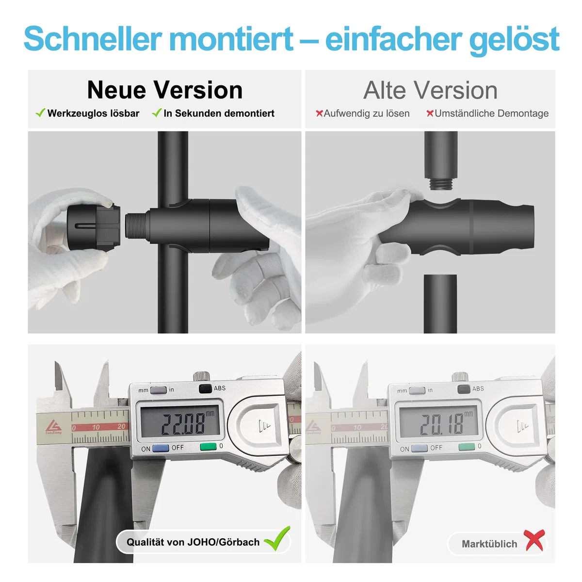 Görbach Barre de Douche Noir 70cm en Acier Inoxydable avec Support de Pommeau de Douche Réglable et Fixations Murales Variables pour S'adapter aux Trous de Perçage Existants