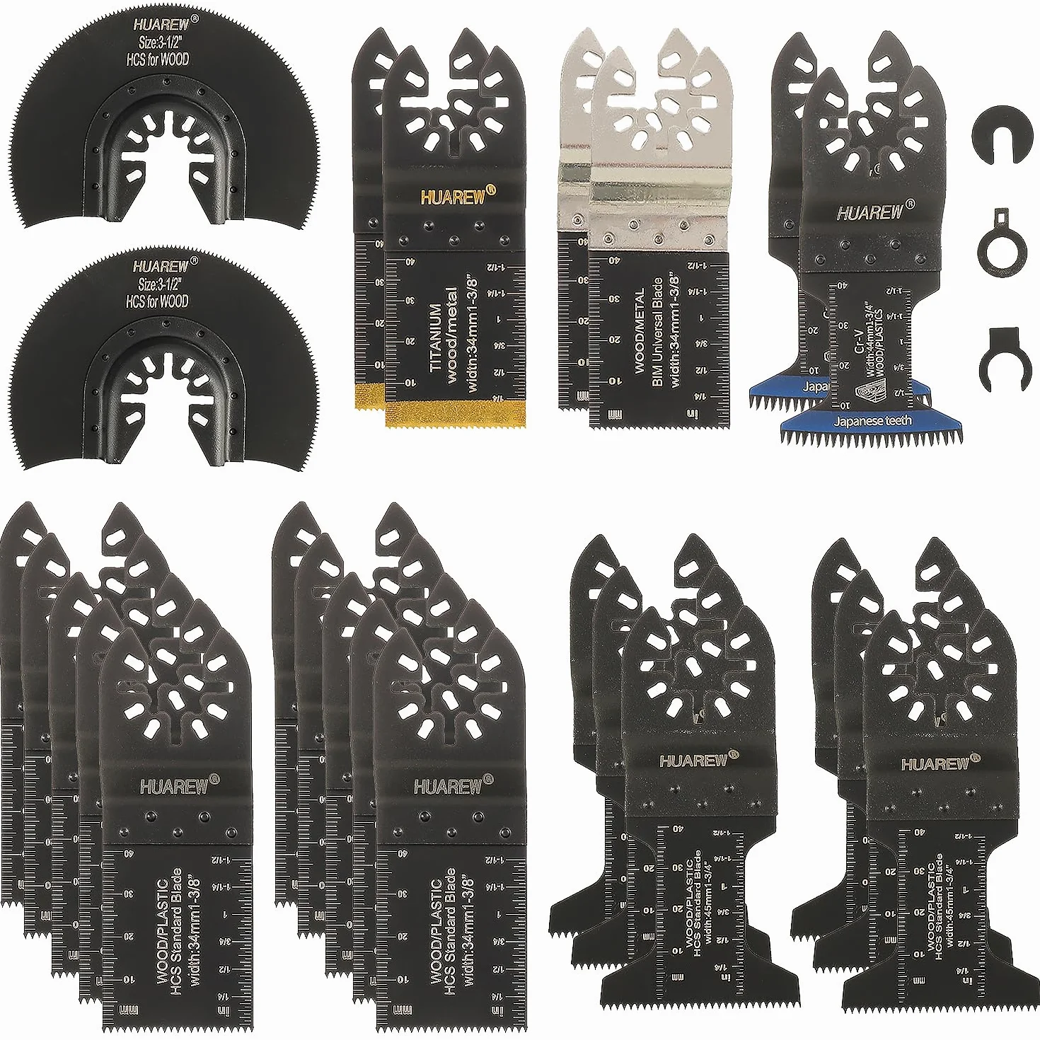 27 Pcs Outil Multifonction Lame Scie Oscillante, Universelle Saw Blades Accessoires pour Plastique, Bois, Métal, Compatible avec Fein Multimaster, Makita, Ryobi, Milwaukee, Dremel et plus