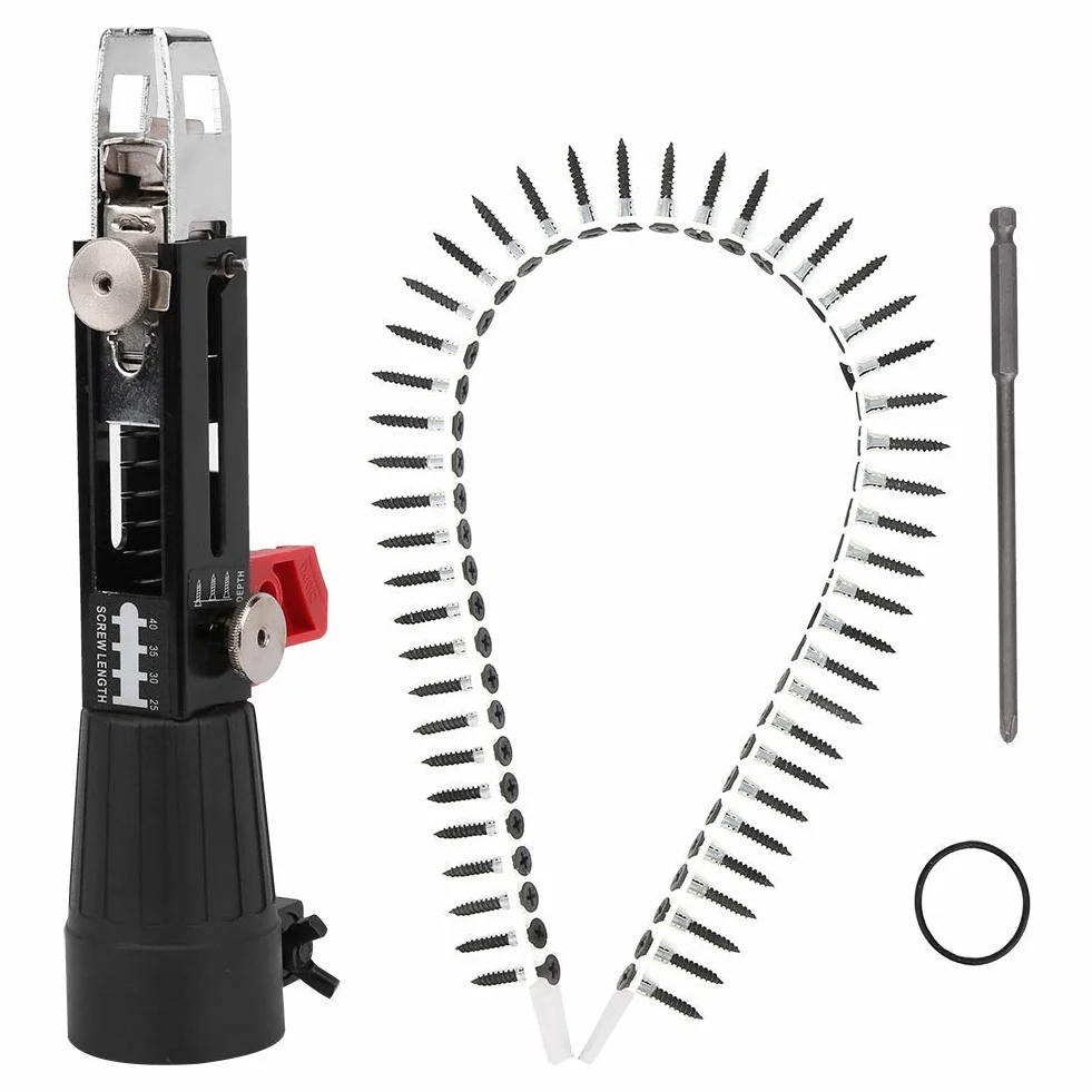 Pistolet à Clous Automatique à Chaîne, Perceuse électrique Outils de Travail du Bois Perceuse électrique Vis de Serrage de Chaîne de Fixation pour Panneau de Gypse Cloison