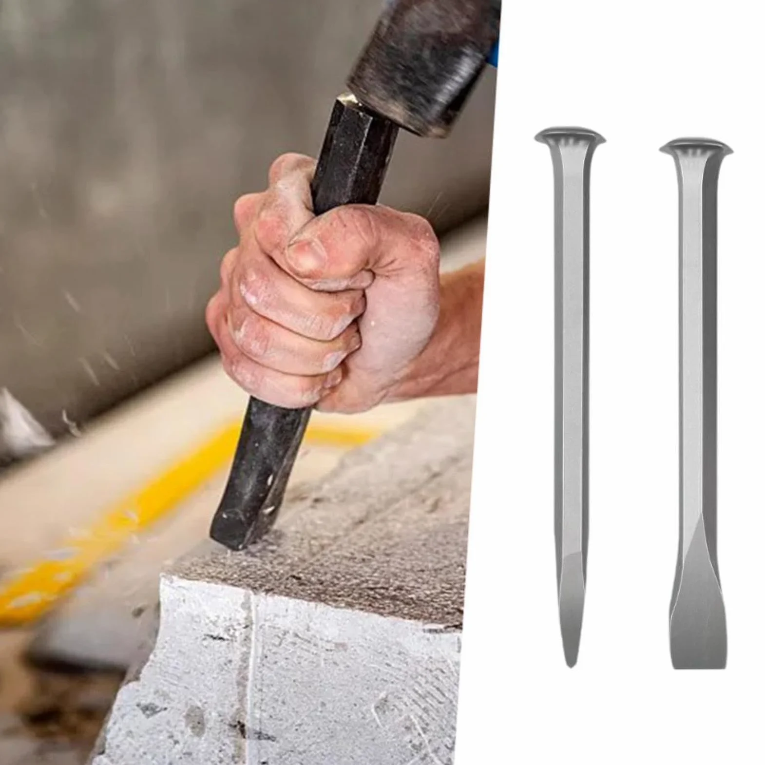 Ensemble de 2 outils de taille en pierre, ciseaux à maçonnerie de qualité supérieure pour diverses applications, 250MM