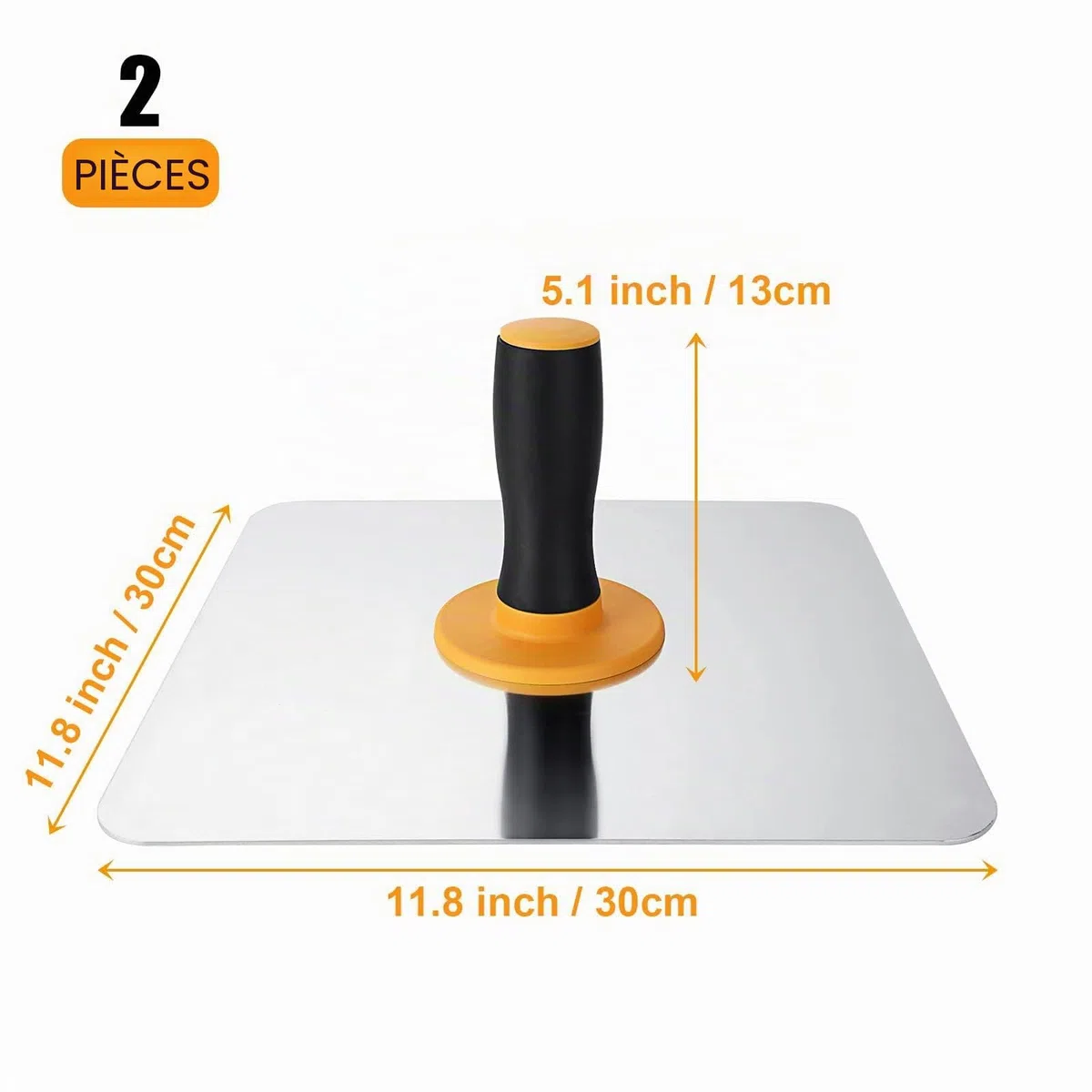 AKOLAFE Lot de 2 Platoir Enduit en Aluminium 300x300mm, Taloche Enduit Professionnelle avec Poignée Ergonomique, Plateau de Plâtrier Robuste pour Enduisage, Maçonnerie et Finition