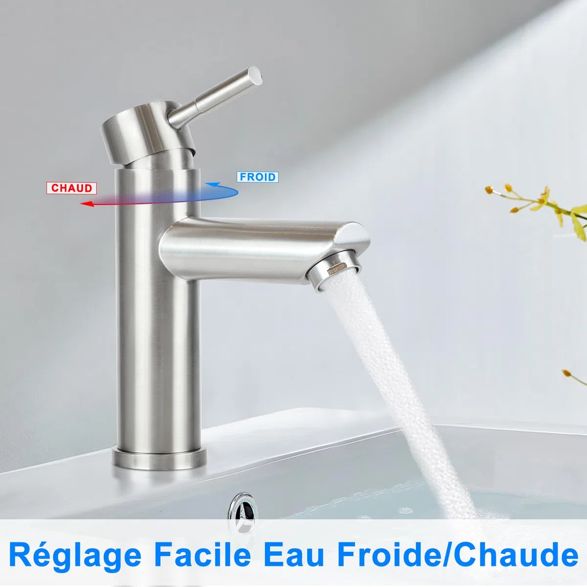 Robinet Salle de Bain Robinet Lavabo - Cascade Moderne Design Elégant Robinetterie Chromé Mitigeur en Inoxydable Eau Chaude et Froide Disponible