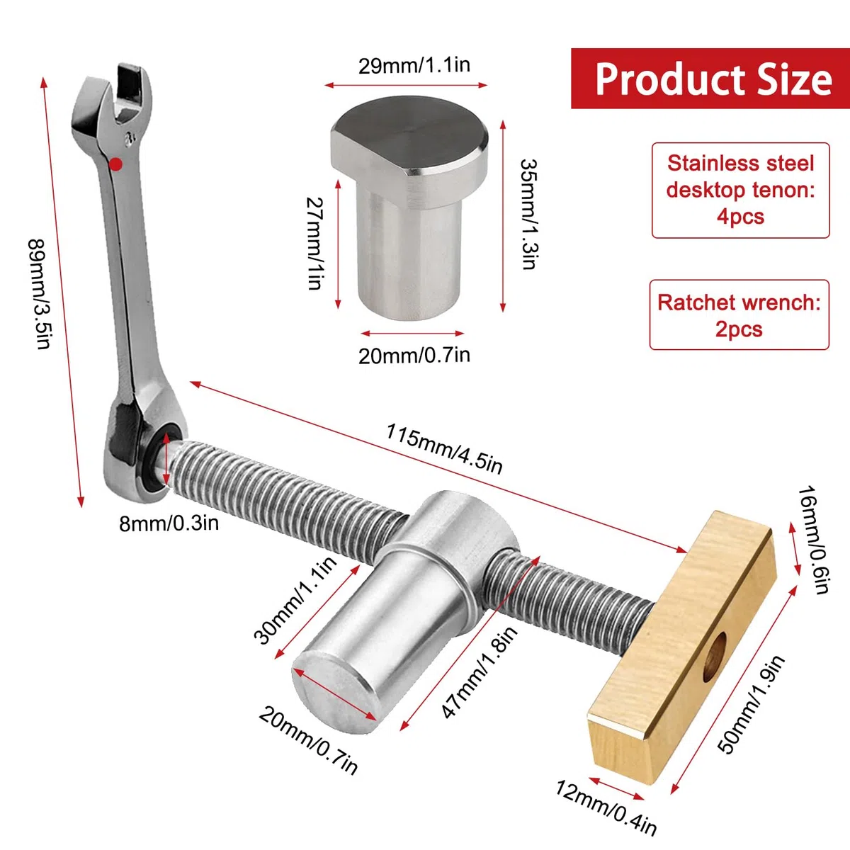 Lot de 2 Etau Etabli Avec 4 Bench Dog, Serre Joint Menuisier pour Trous de Banc de 20 mm, Pince Etau Positionnement, Clip de Bureau Réglable, Accessoire Etabli pour Fixation Rapide