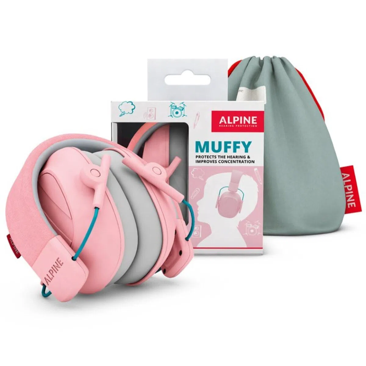 Alpine Muffy Casque Anti-Bruit pour Enfants jusqu’à 16 ans | Protection Auditive Certifiée CE | Réduction du Bruit 25 dB | Produit Sensoriel pour l’Autisme | Confortable et Réglable | Rose