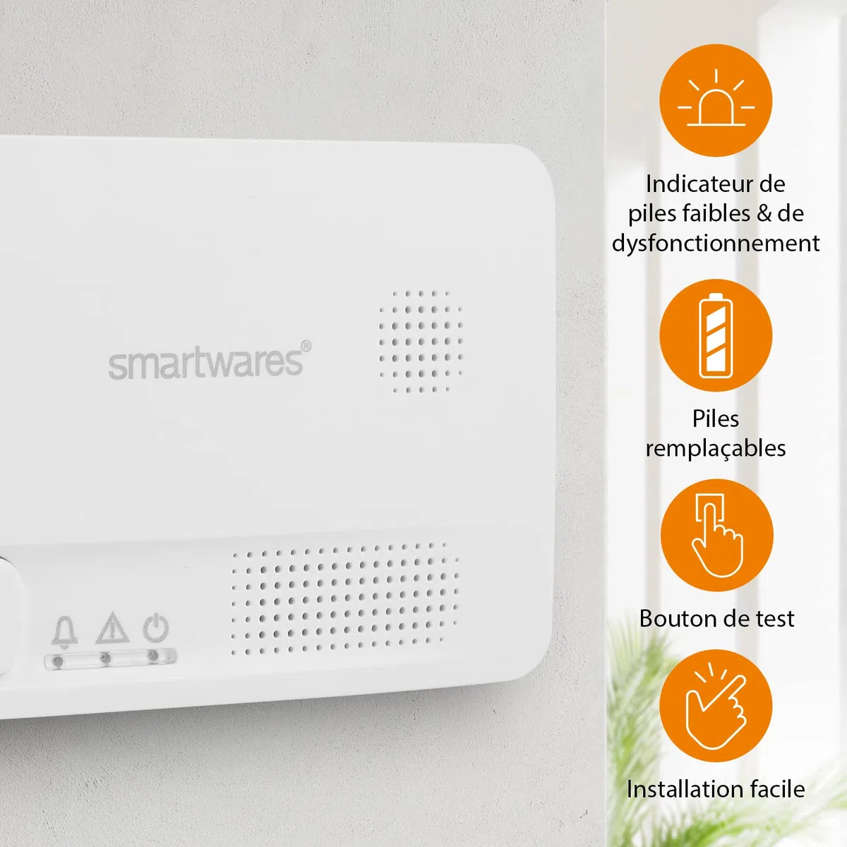 Détecteur de monoxyde de Carbone Smartwares FGA-13051 - Capteur 10 Ans - Bouton de Test